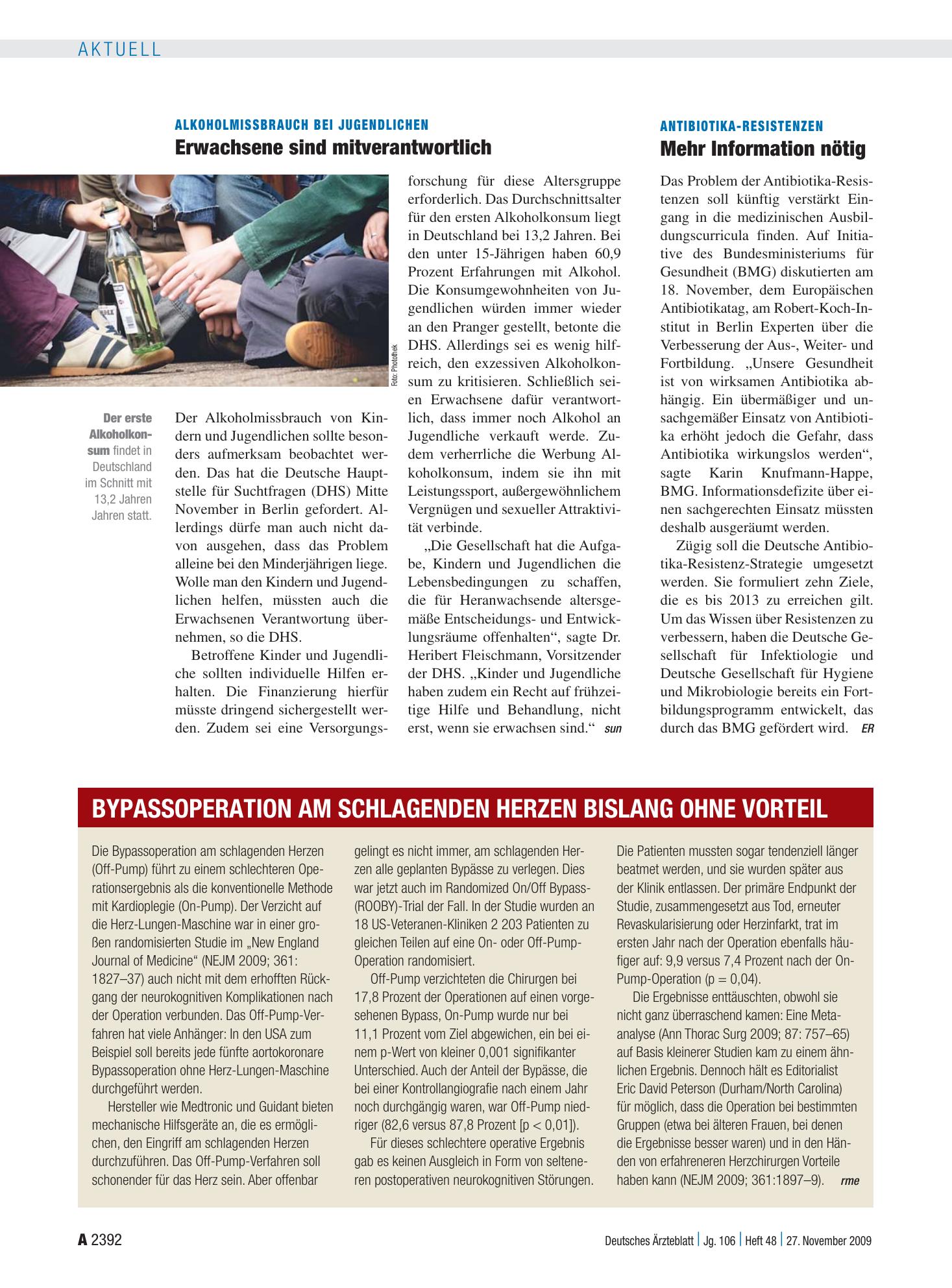 Vorschauseite 1: Bypassoperation am schlagenden Herzen bislang ohne Vorteil – Deutsches Ärzteblatt