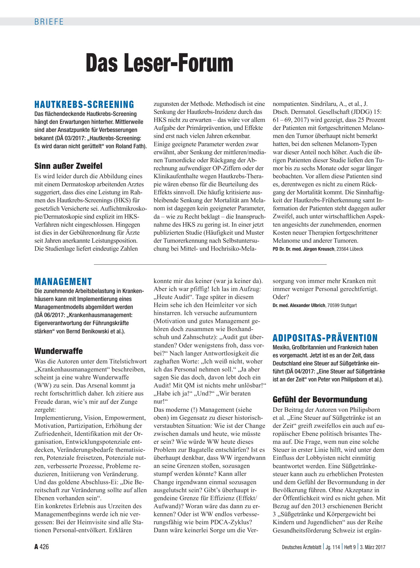 Vorschauseite 1: Management: Wunderwaffe – Deutsches Ärzteblatt