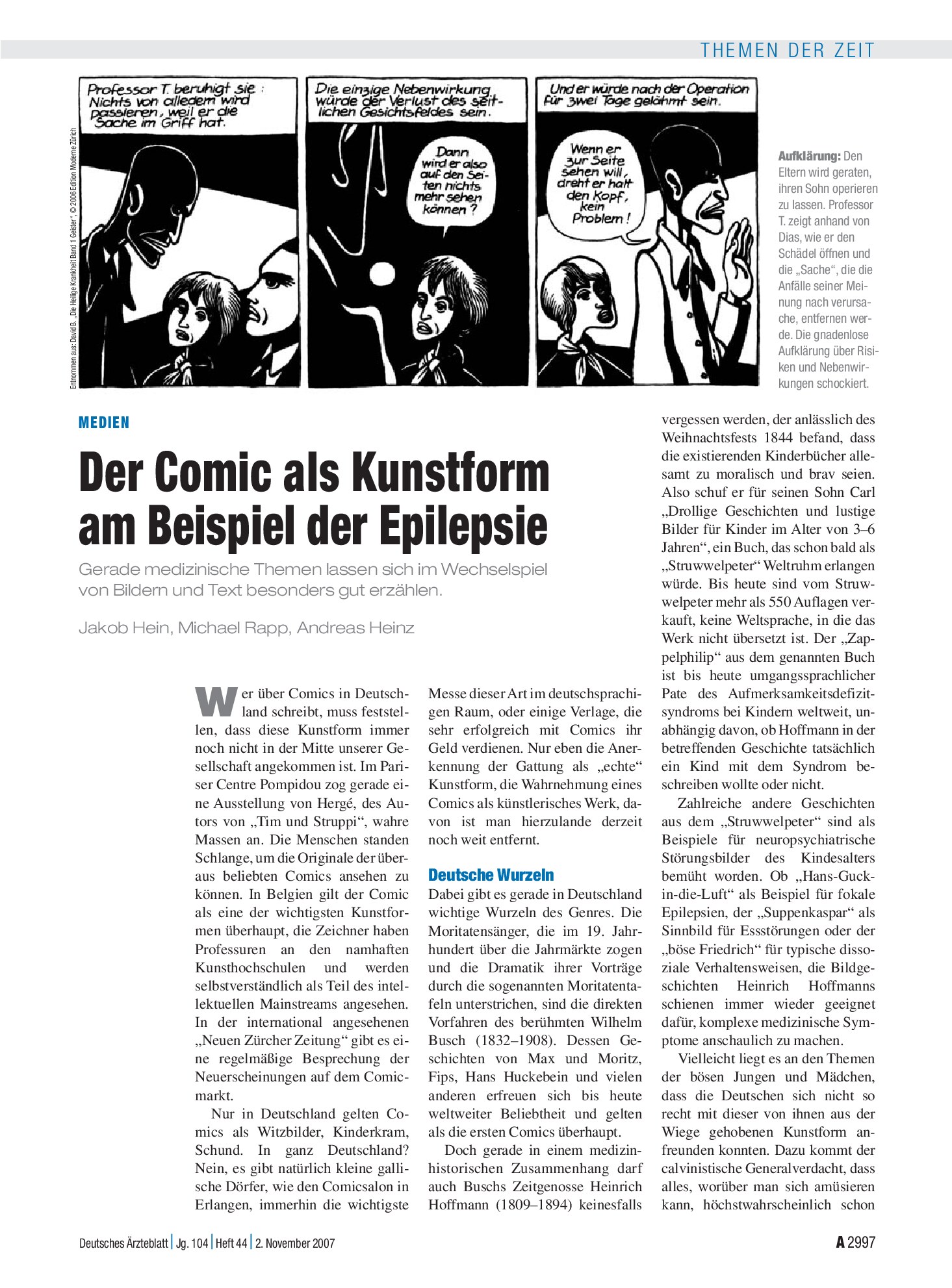 Vorschauseite 1: Medien: Der Comic als Kunstform am Beispiel der Epilepsie – Deutsches Ärzteblatt