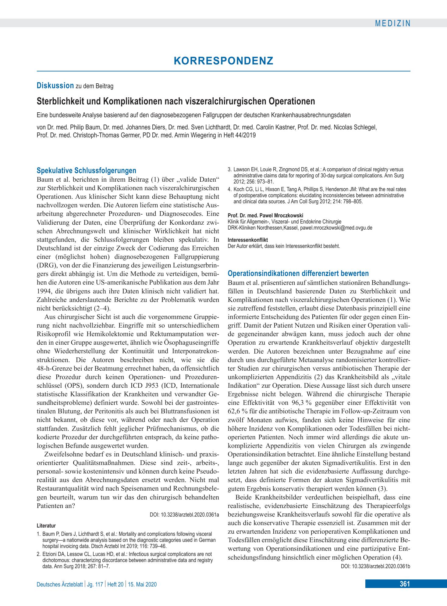 Vorschauseite 1: Operationsindikationen differenziert bewerten – Deutsches Ärzteblatt