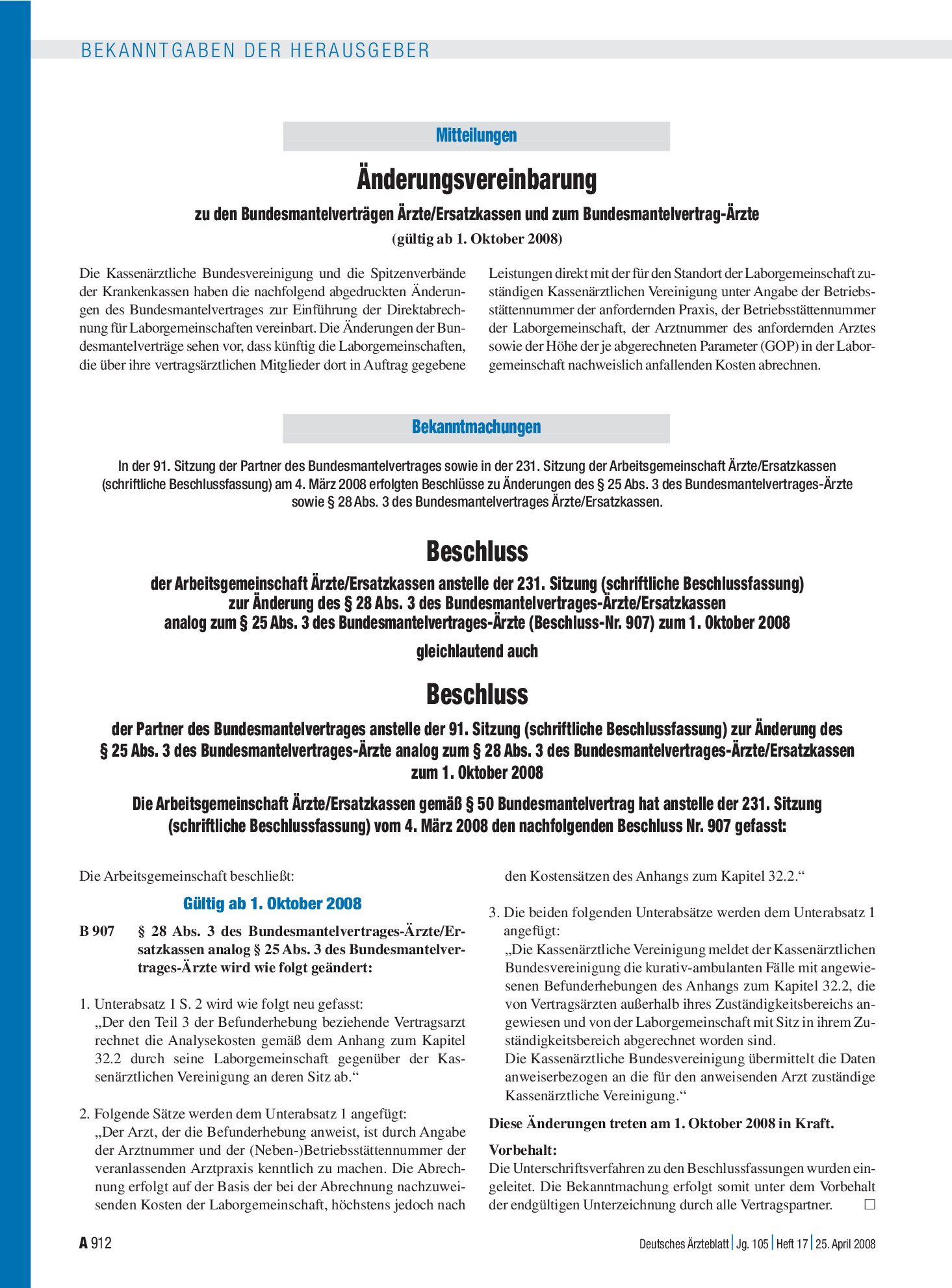Vorschauseite 1: Bekanntmachungen – Deutsches Ärzteblatt