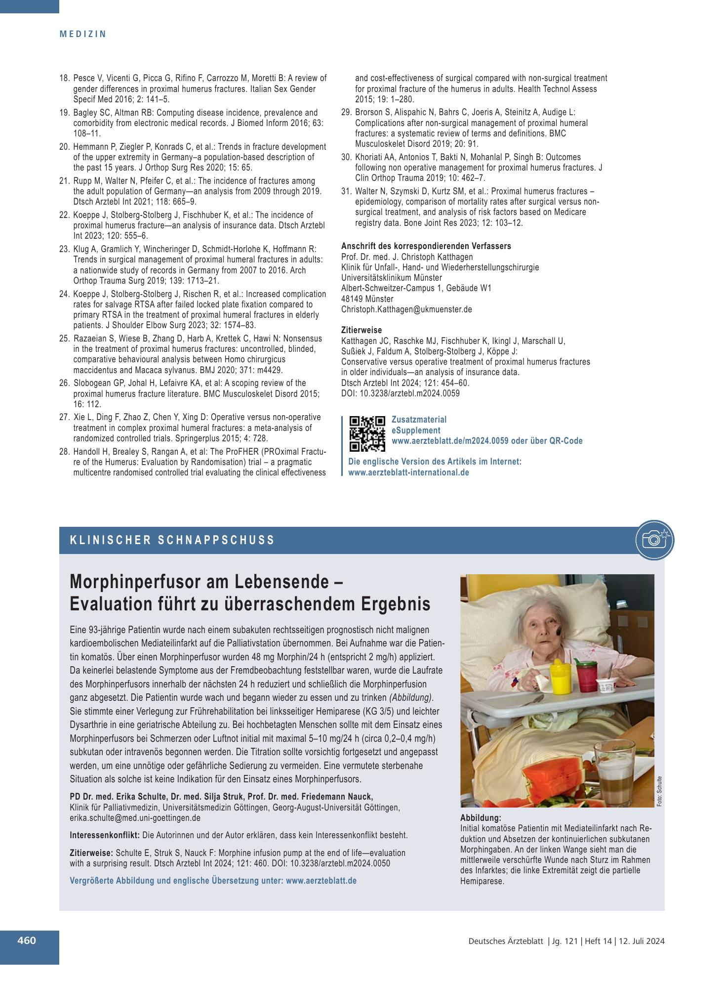 Vorschauseite 1: Morphinperfusor am Lebensende – Evaluation führt zu überraschendem Ergebnis – Deutsches Ärzteblatt