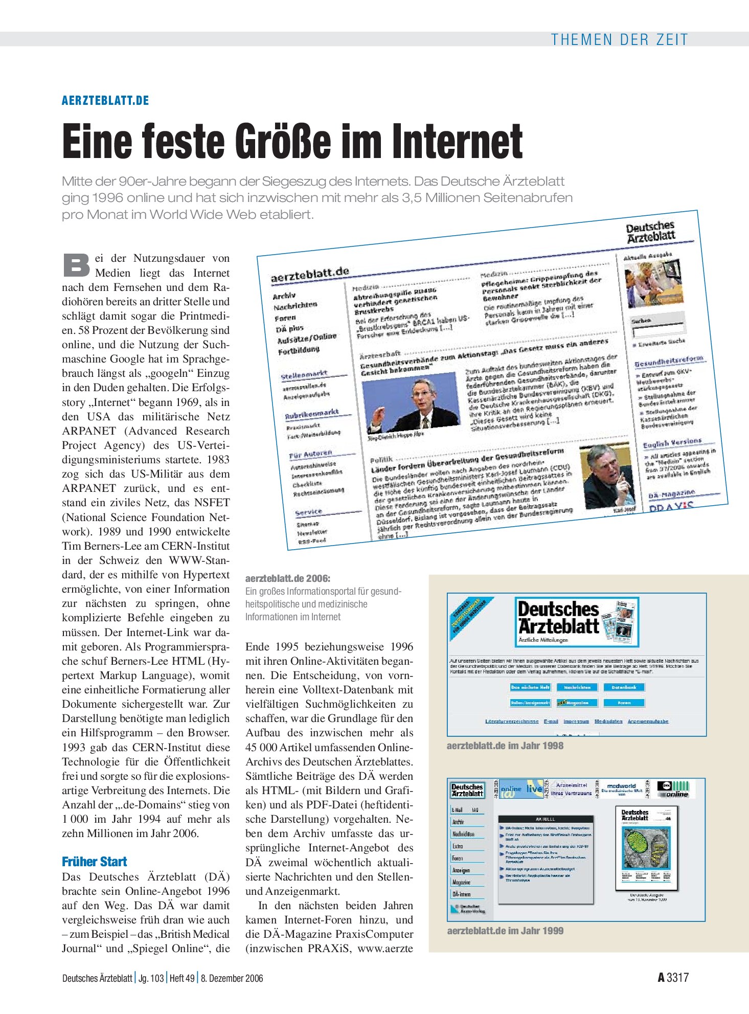 Vorschauseite 1: aerzteblatt.de: Eine feste Größe im Internet – Deutsches Ärzteblatt