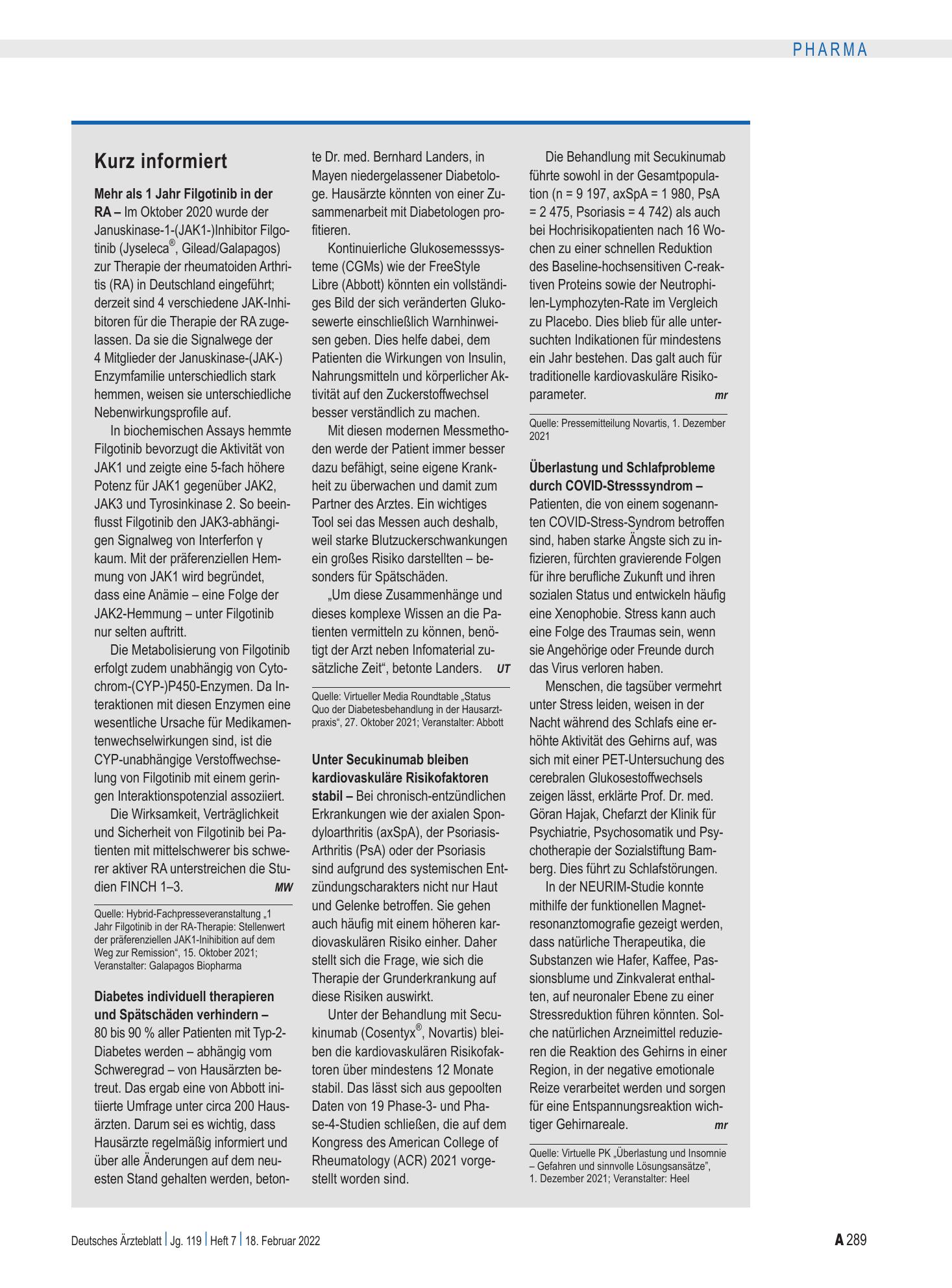 Vorschauseite 1: Kurz informiert – Deutsches Ärzteblatt