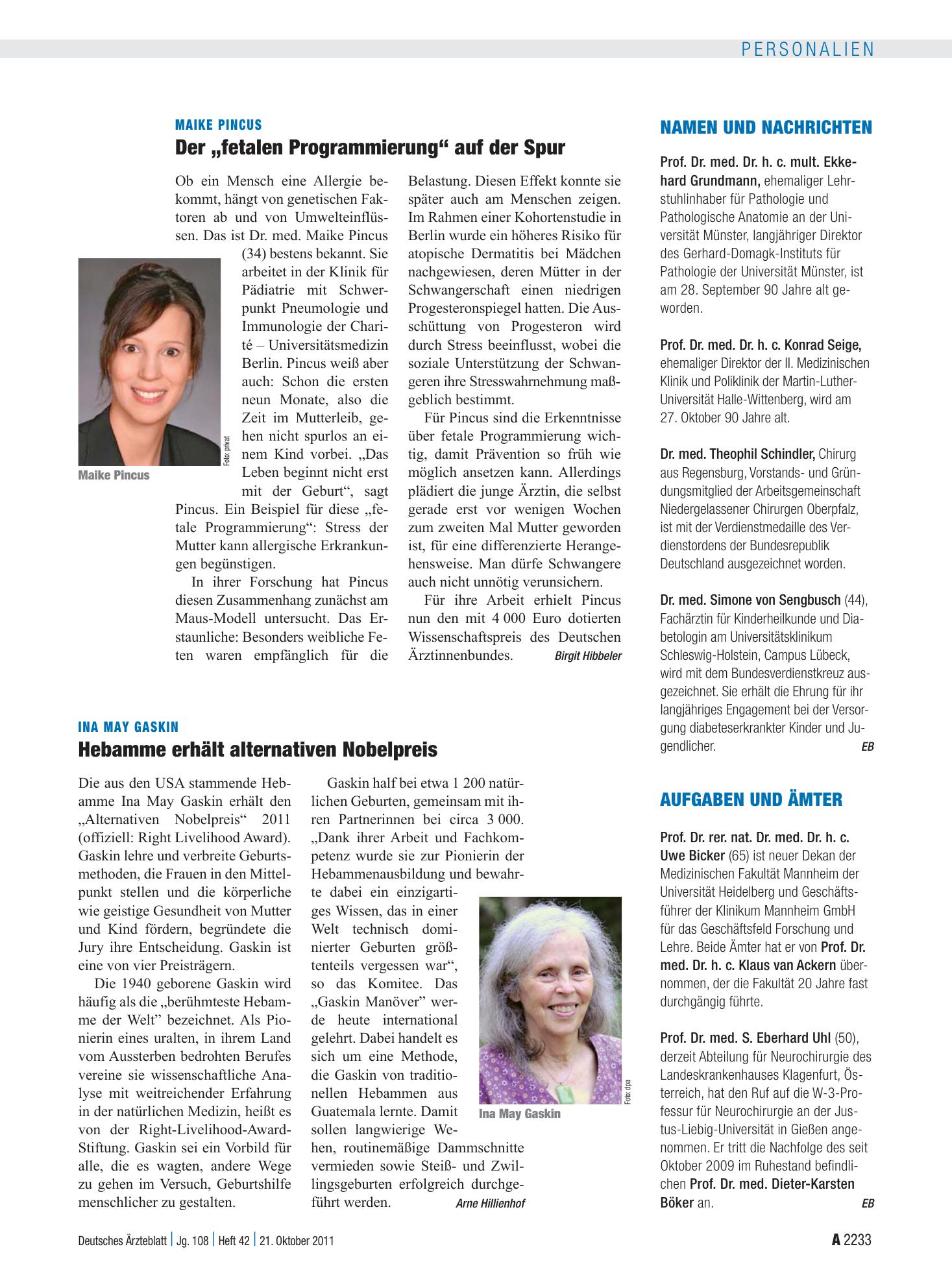 Vorschauseite 1: Aufgaben und Ämter – Deutsches Ärzteblatt