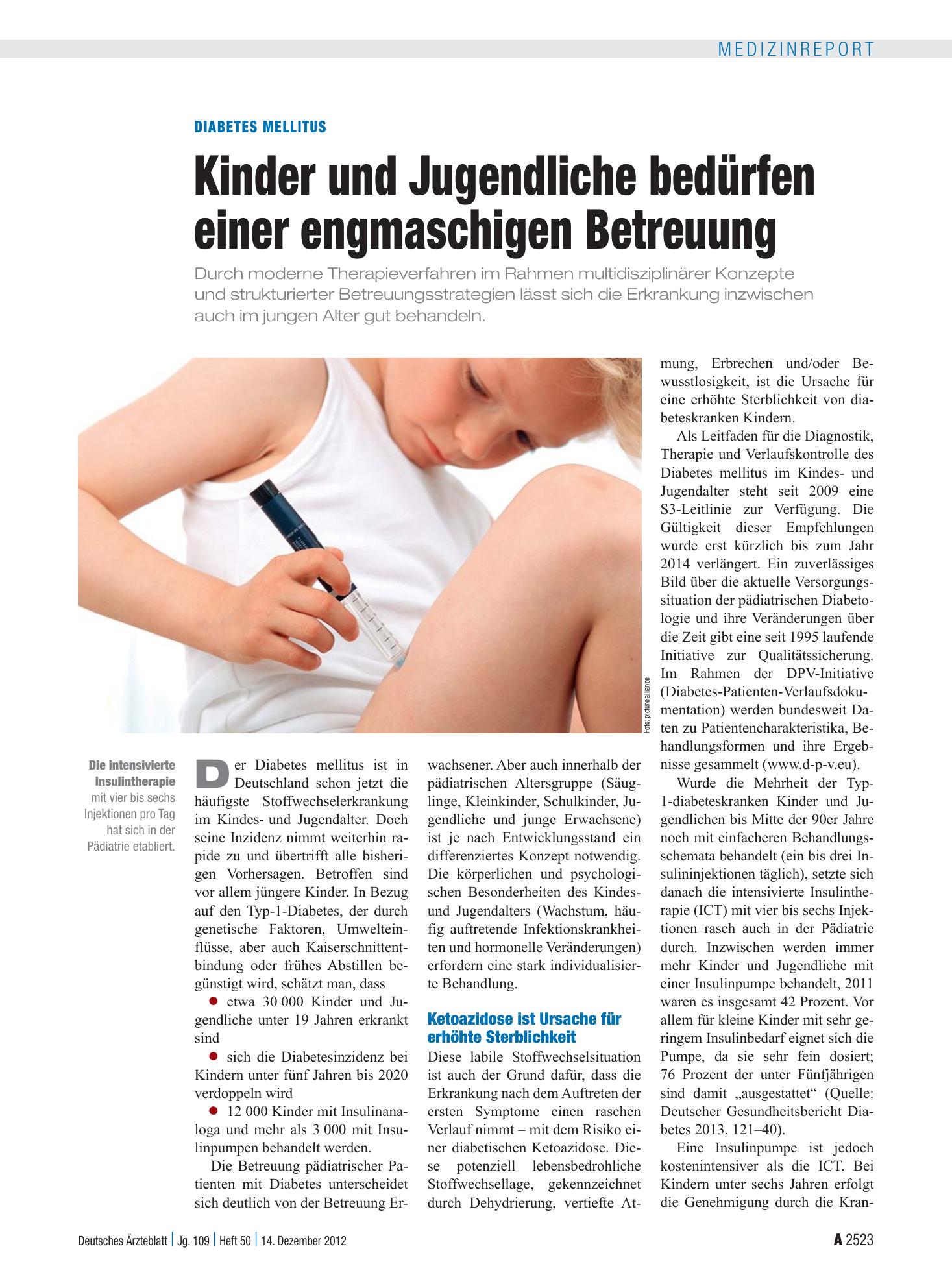Vorschauseite 1: Diabetes mellitus: Kinder und Jugendliche bedürfen einer engmaschigen Betreuung – Deutsches Ärzteblatt