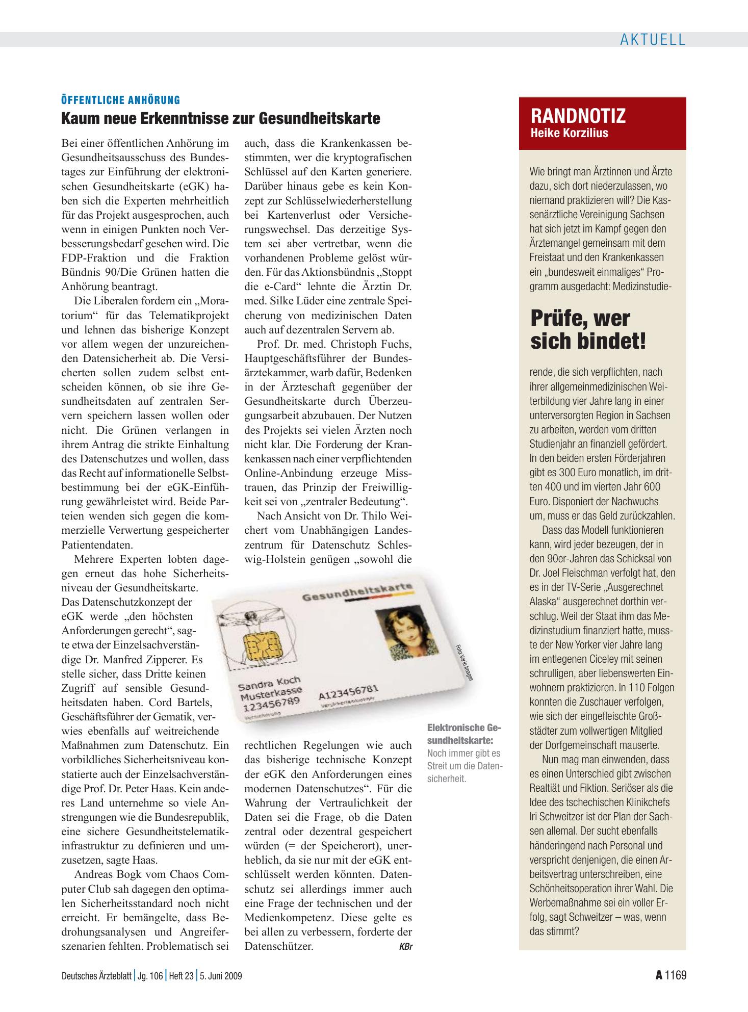 Vorschauseite 1: Randnotiz: Prüfe, wer sich bindet! – Deutsches Ärzteblatt