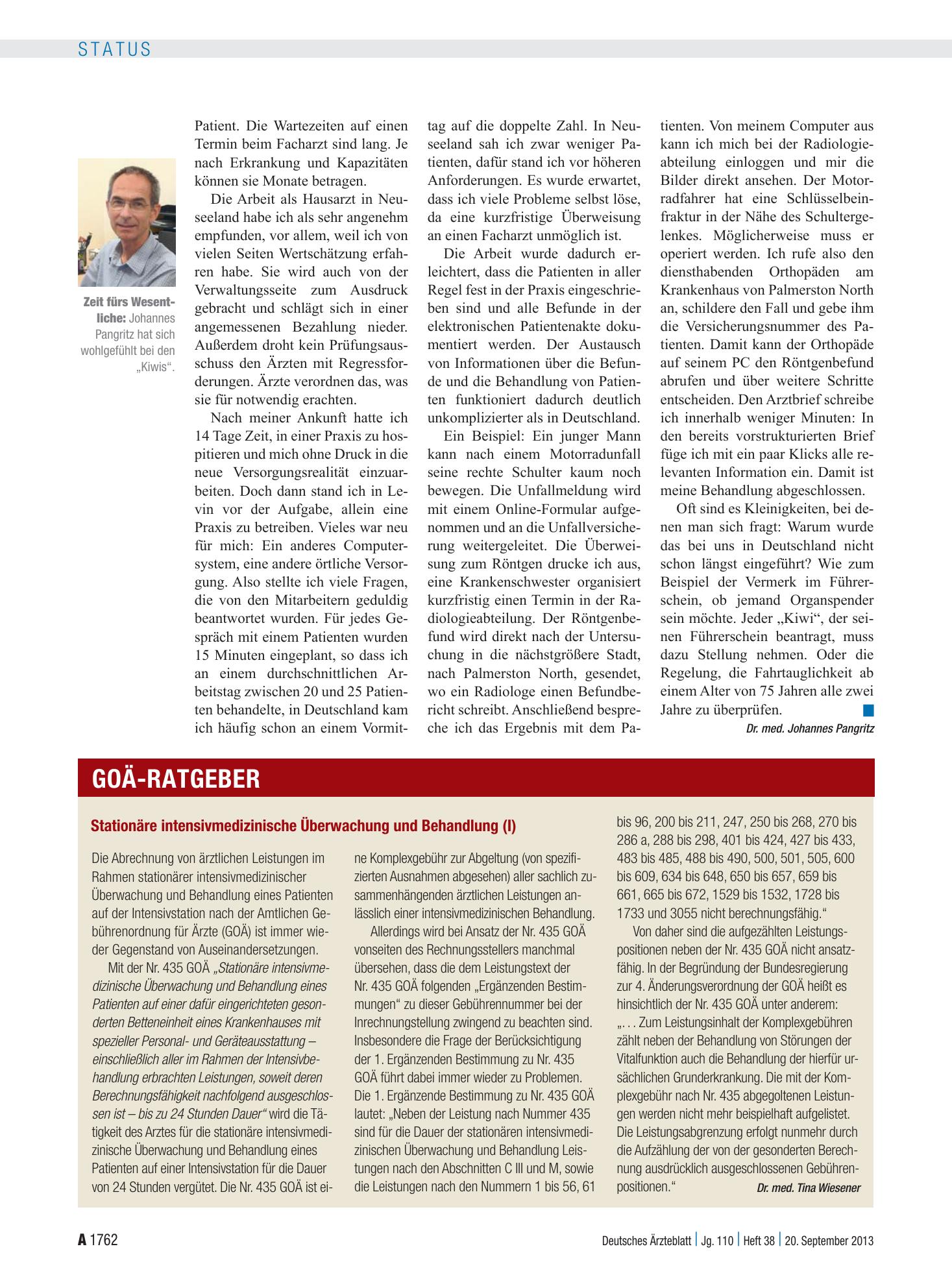 Vorschauseite 1: Stationäre intensivmedizinische Überwachung und Behandlung (I) – Deutsches Ärzteblatt