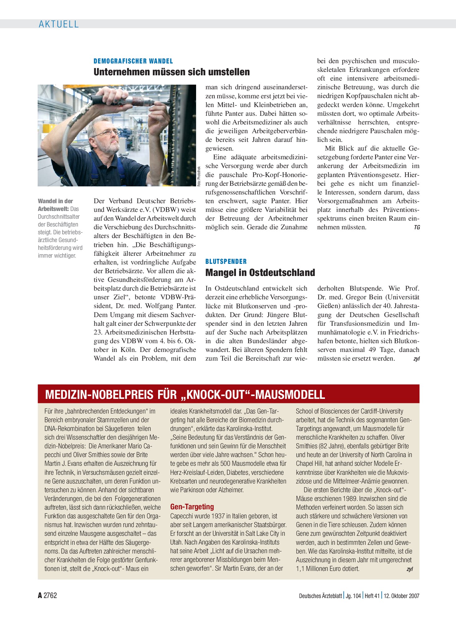 Vorschauseite 1: Blutspender: Mangel in Ostdeutschland – Deutsches Ärzteblatt