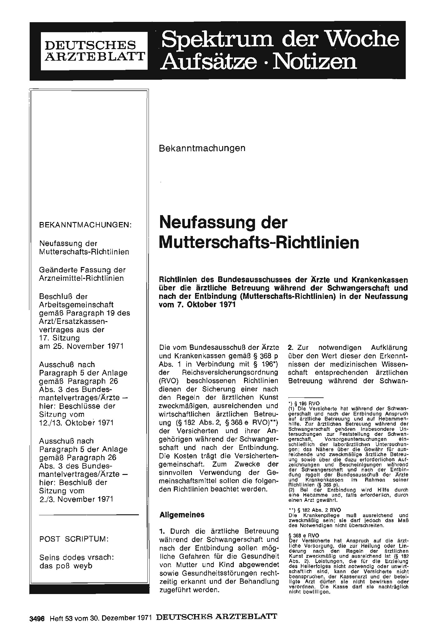 Vorschauseite 1: Neufassung der Mutterschafts-Richtlinien
