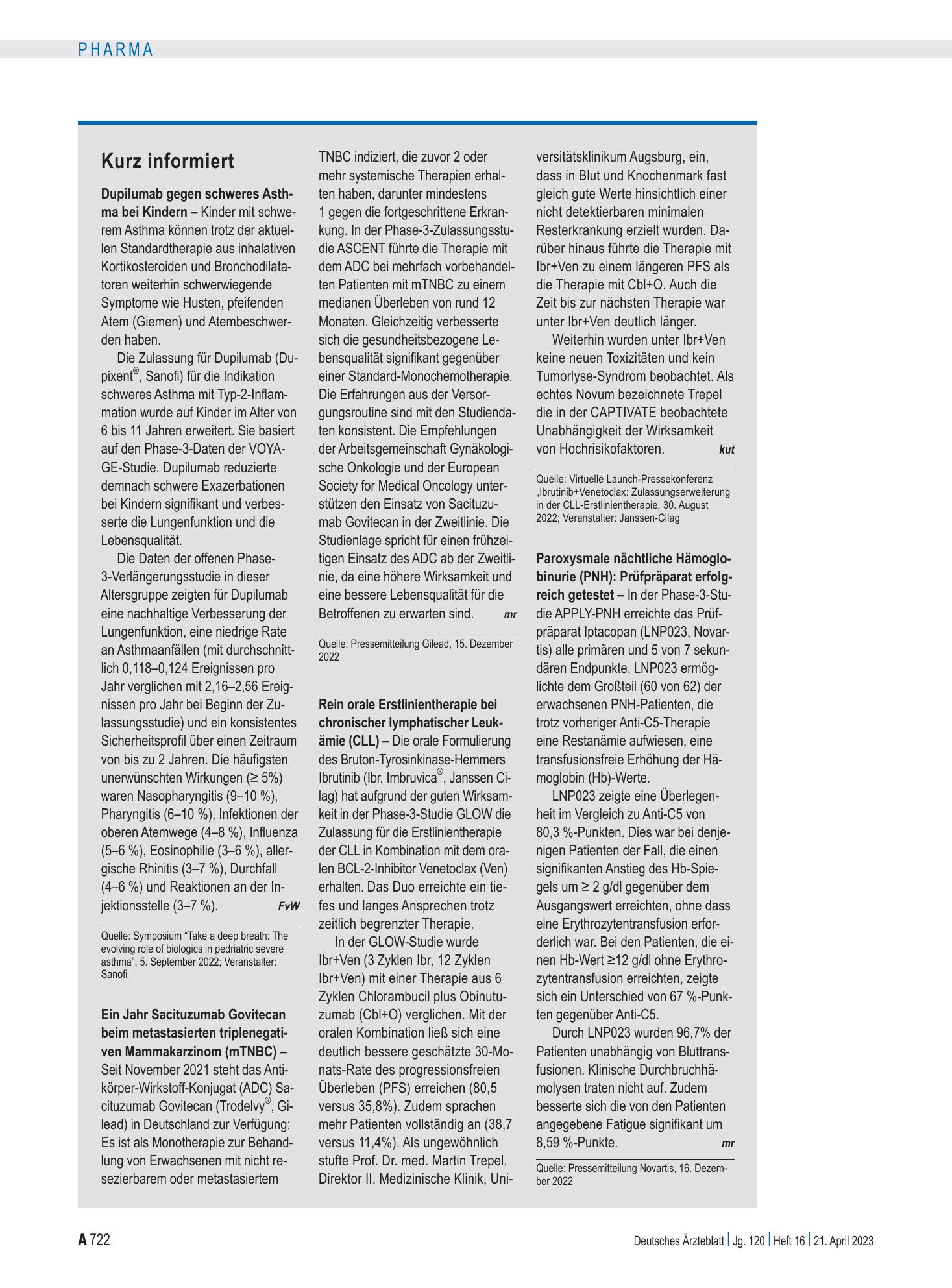 Vorschauseite 1: Kurz informiert – Deutsches Ärzteblatt