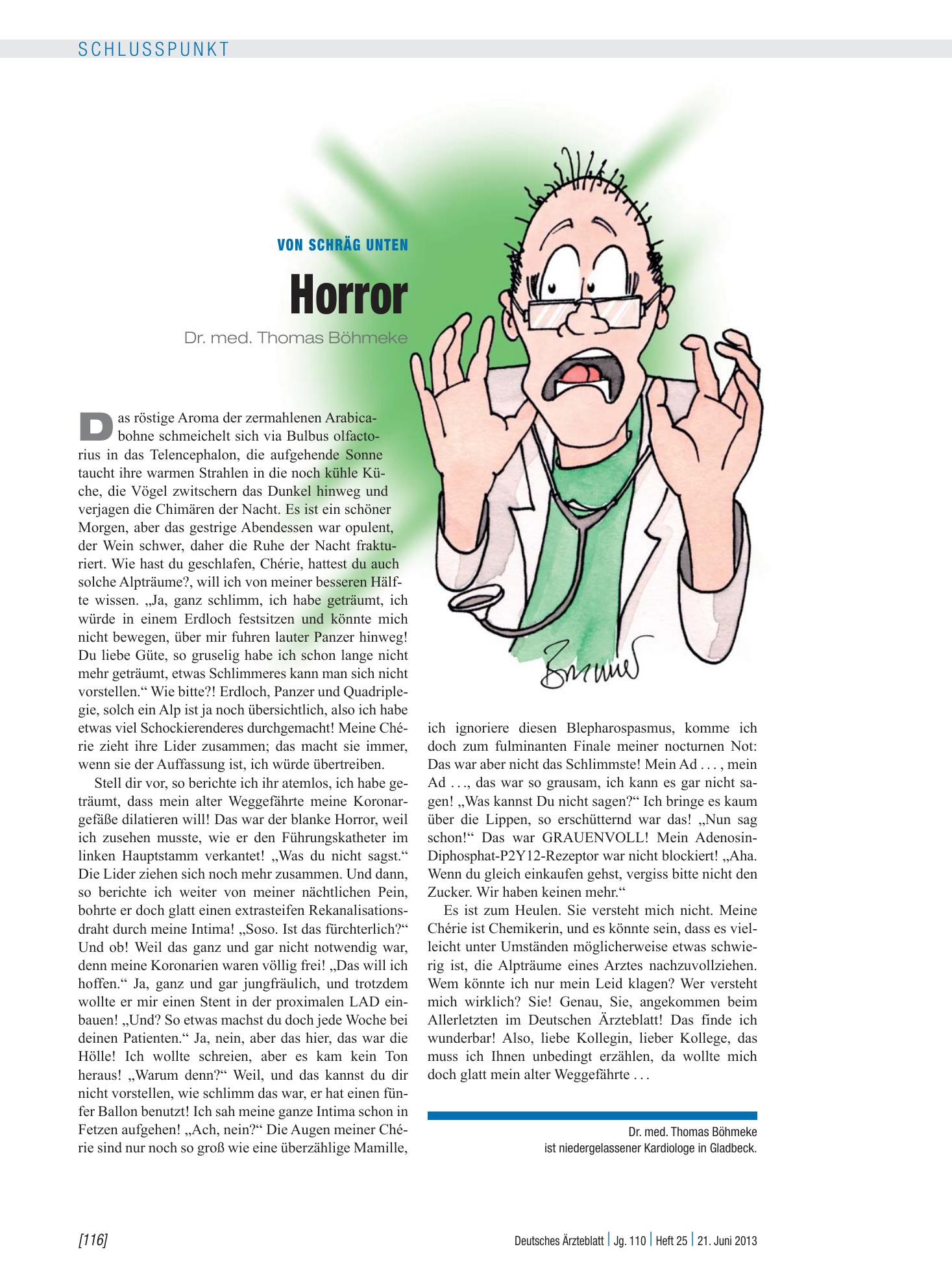 Vorschauseite 1: Von schräg unten: Horror – Deutsches Ärzteblatt
