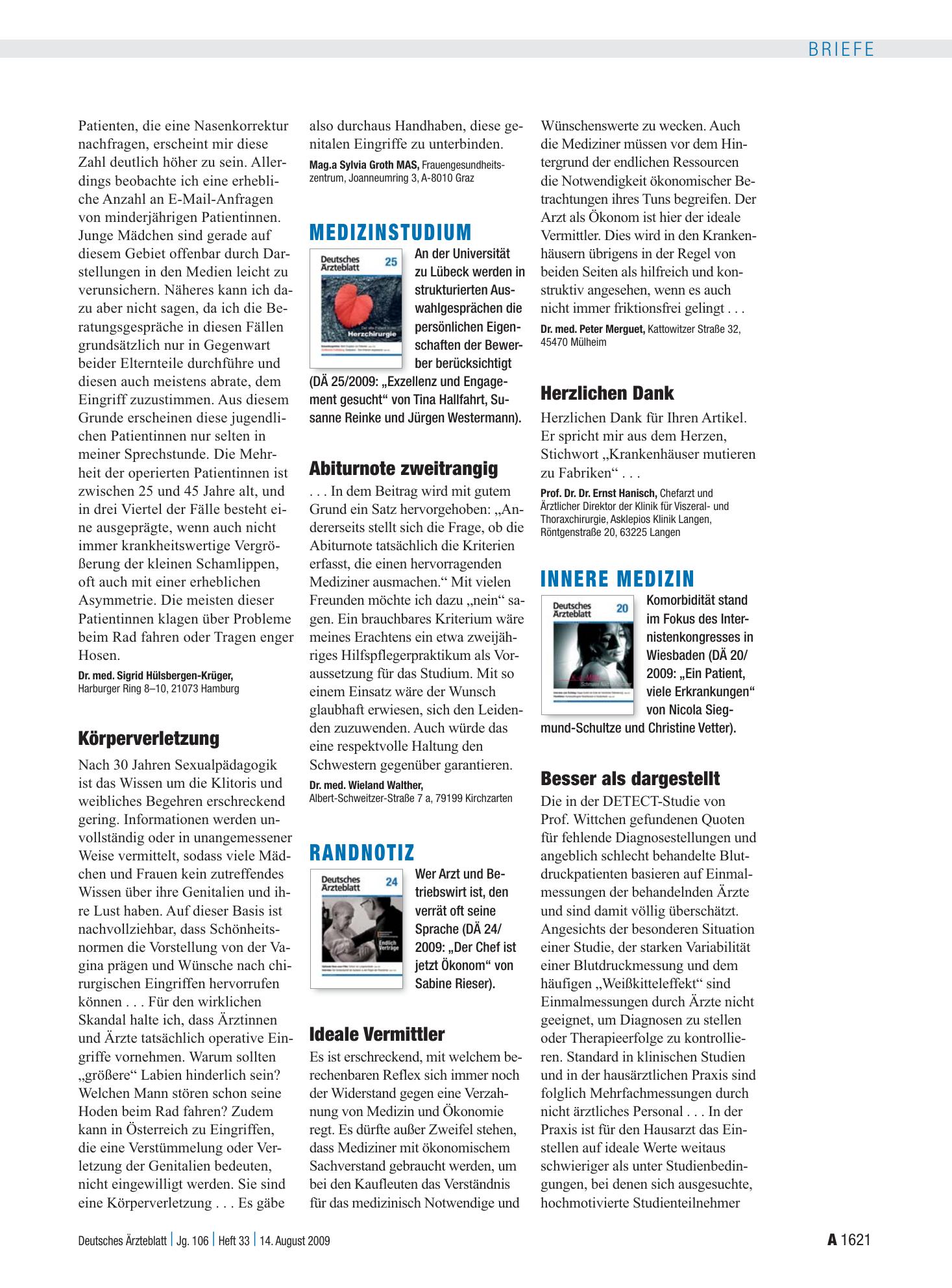 Vorschauseite 1: Randnotiz: Ideale Vermittler – Deutsches Ärzteblatt
