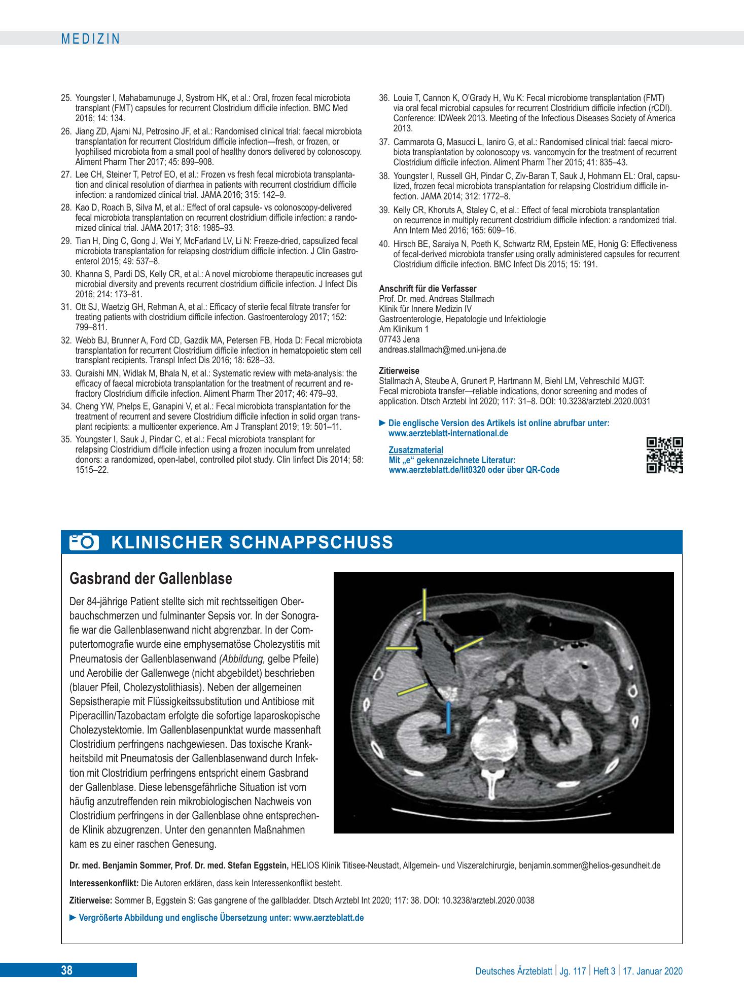 Vorschauseite 1: Gasbrand der Gallenblase – Deutsches Ärzteblatt