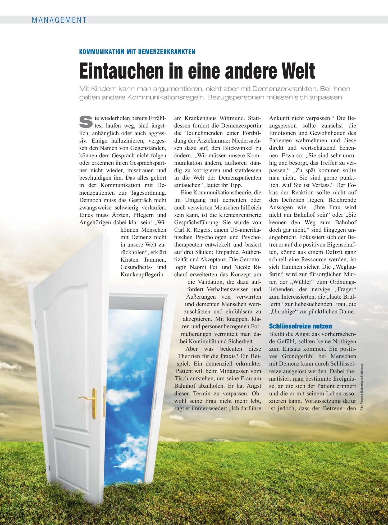 Vorschauseite 1: Kommunikation mit Demenzerkrankten: Eintauchen in eine andere Welt – Deutsches Ärzteblatt
