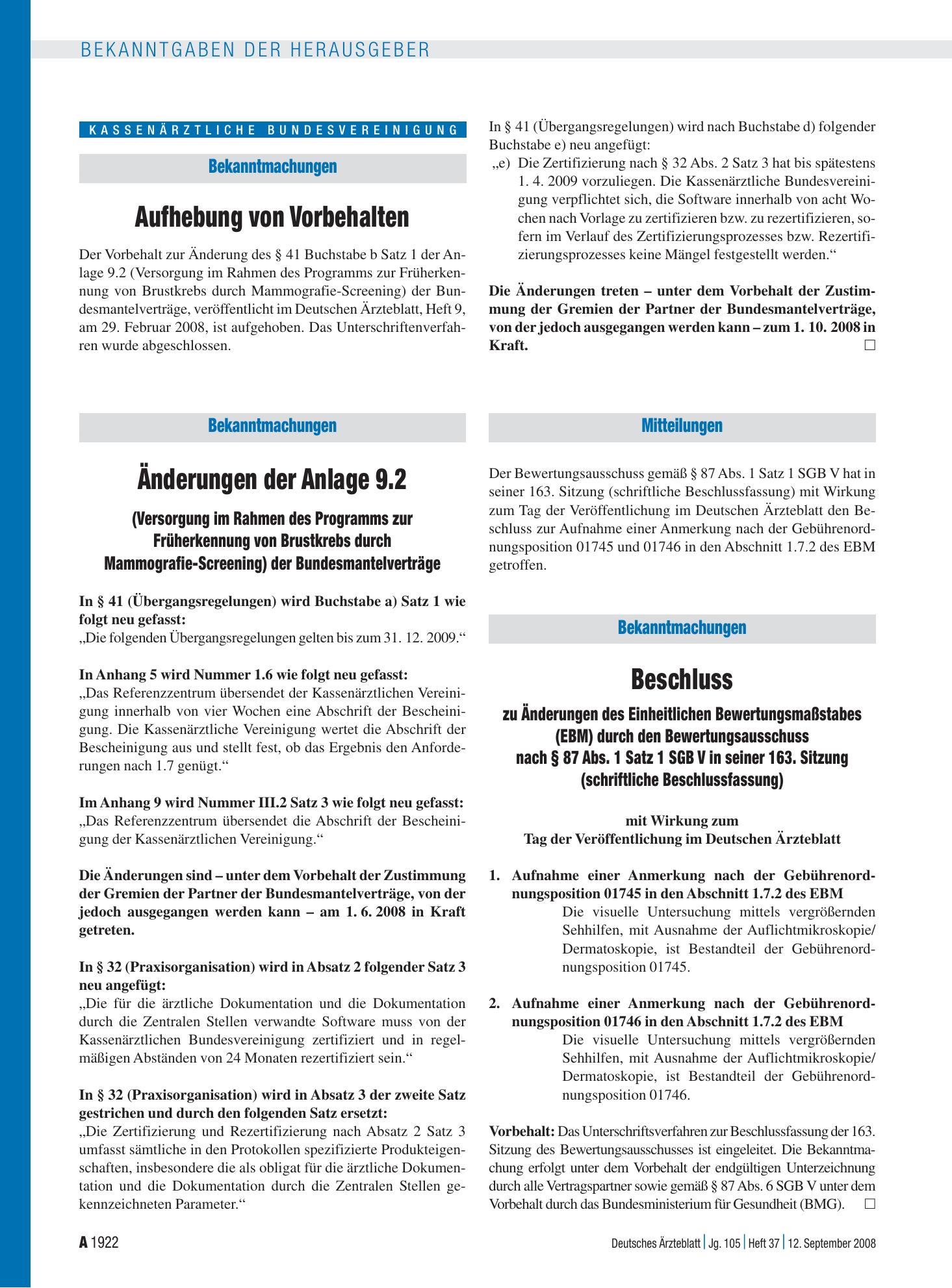 Vorschauseite 1: Mitteilungen – Deutsches Ärzteblatt