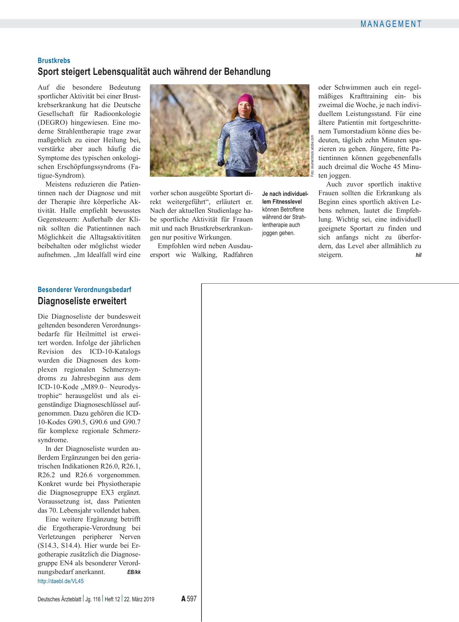 Vorschauseite 1: Besonderer Verordnungsbedarf: Diagnoseliste erweitert – Deutsches Ärzteblatt