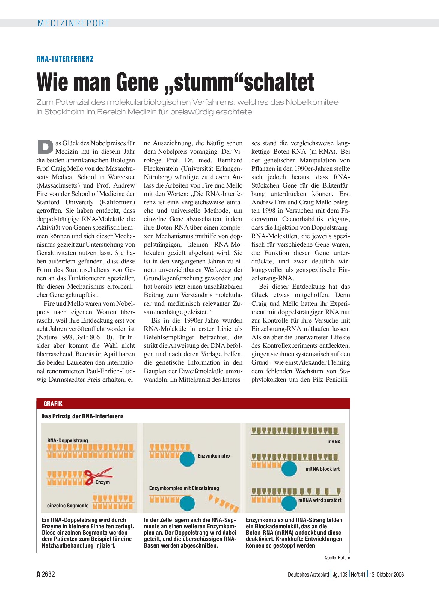 Vorschauseite 1: Rna-Interferenz: Wie man Gene „stumm“schaltet – Deutsches Ärzteblatt