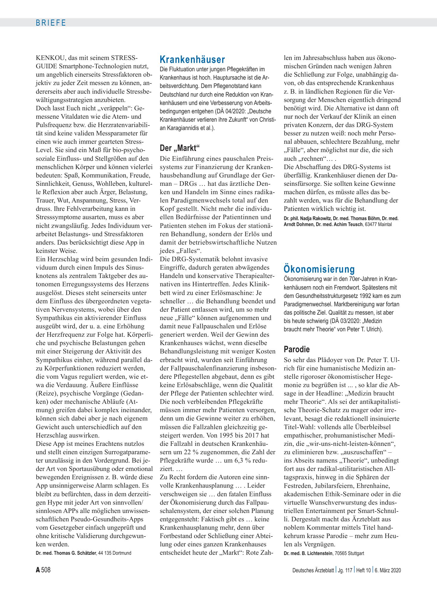 Vorschauseite 1: Krankenhäuser: Der „Markt“ – Deutsches Ärzteblatt