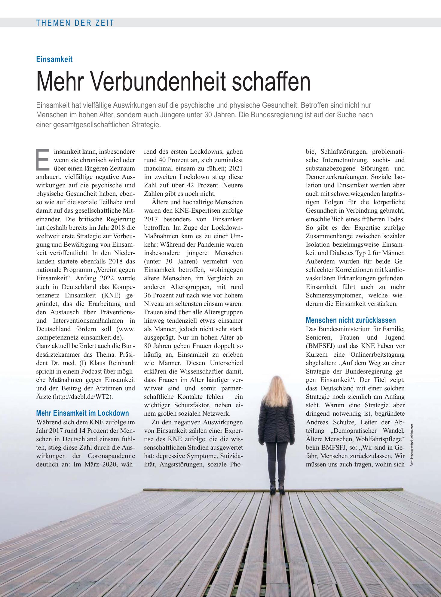 Vorschauseite 1: Einsamkeit: Mehr Verbundenheit schaffen – Deutsches Ärzteblatt