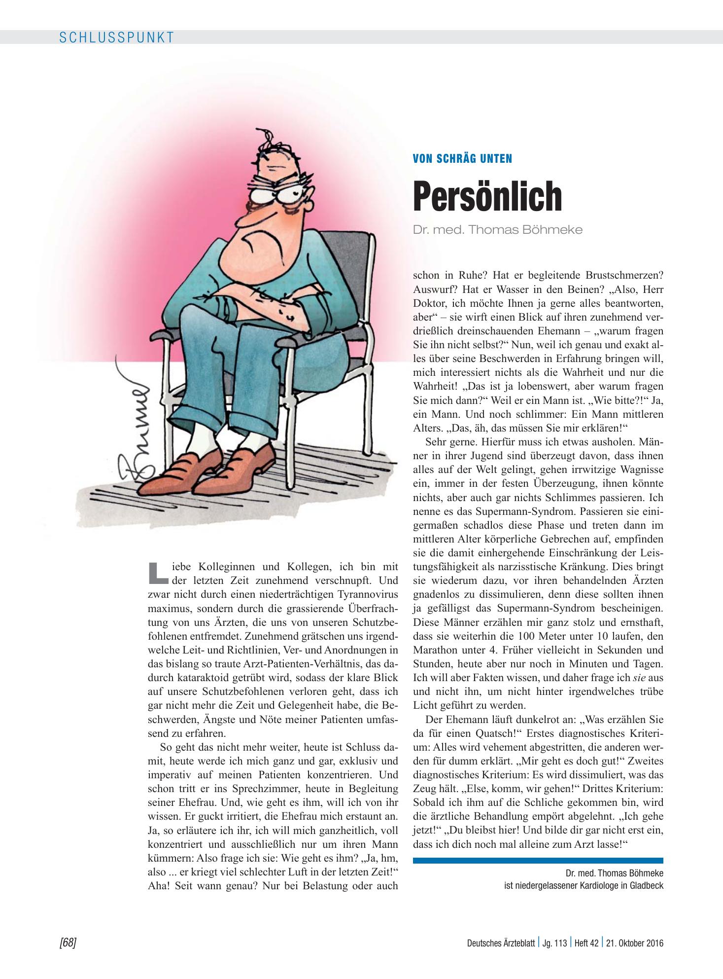 Vorschauseite 1: Von Schräg unten: Persönlich – Deutsches Ärzteblatt