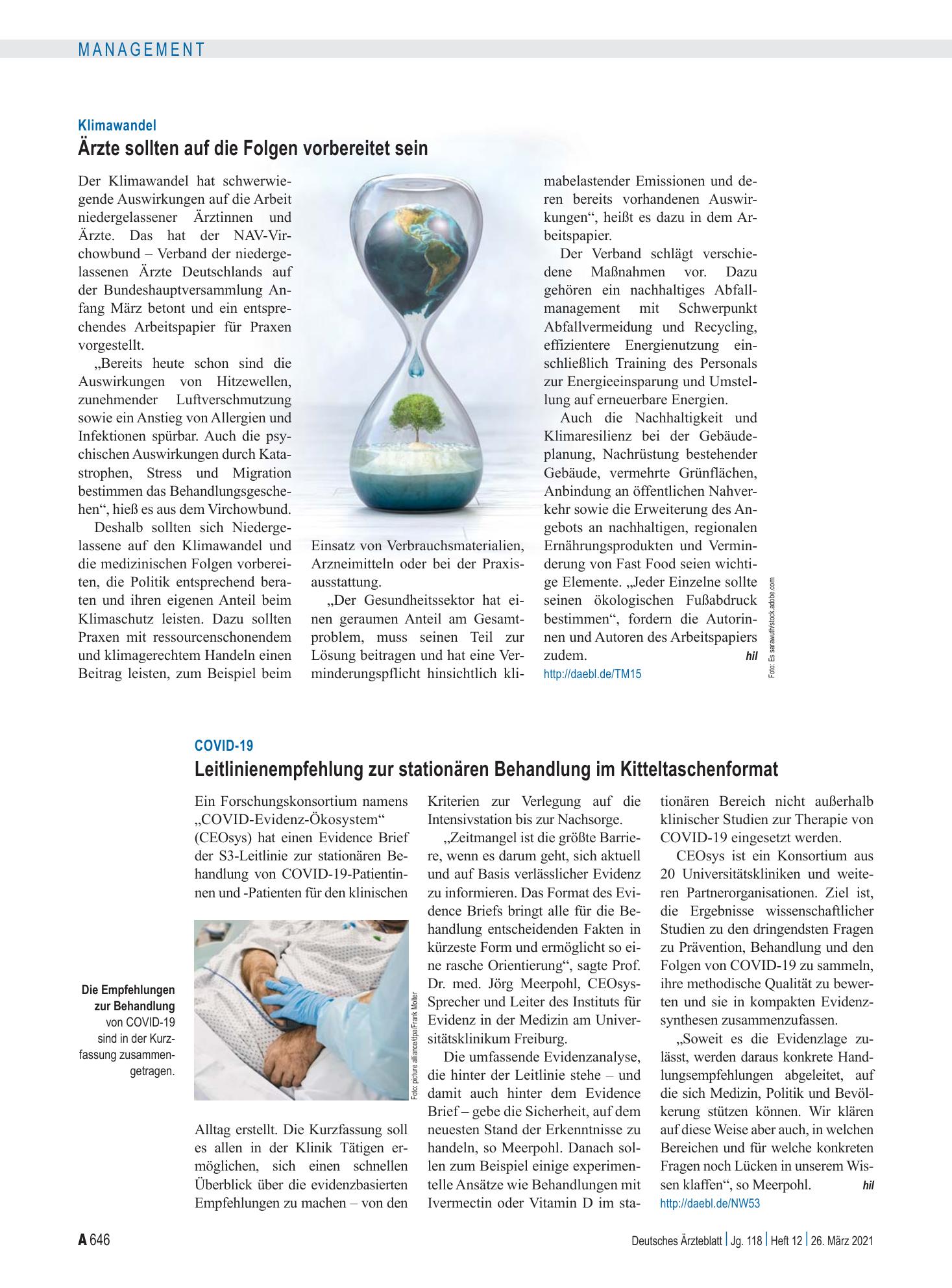 Vorschauseite 1: Klimawandel: Ärzte sollten auf die Folgen vorbereitet sein – Deutsches Ärzteblatt