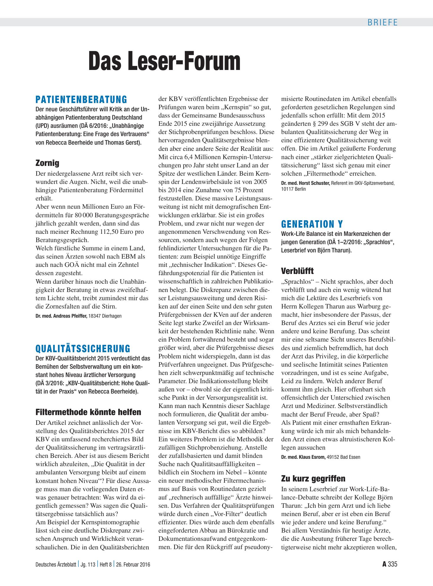 Vorschauseite 1: Generation Y: Verblüfft – Deutsches Ärzteblatt
