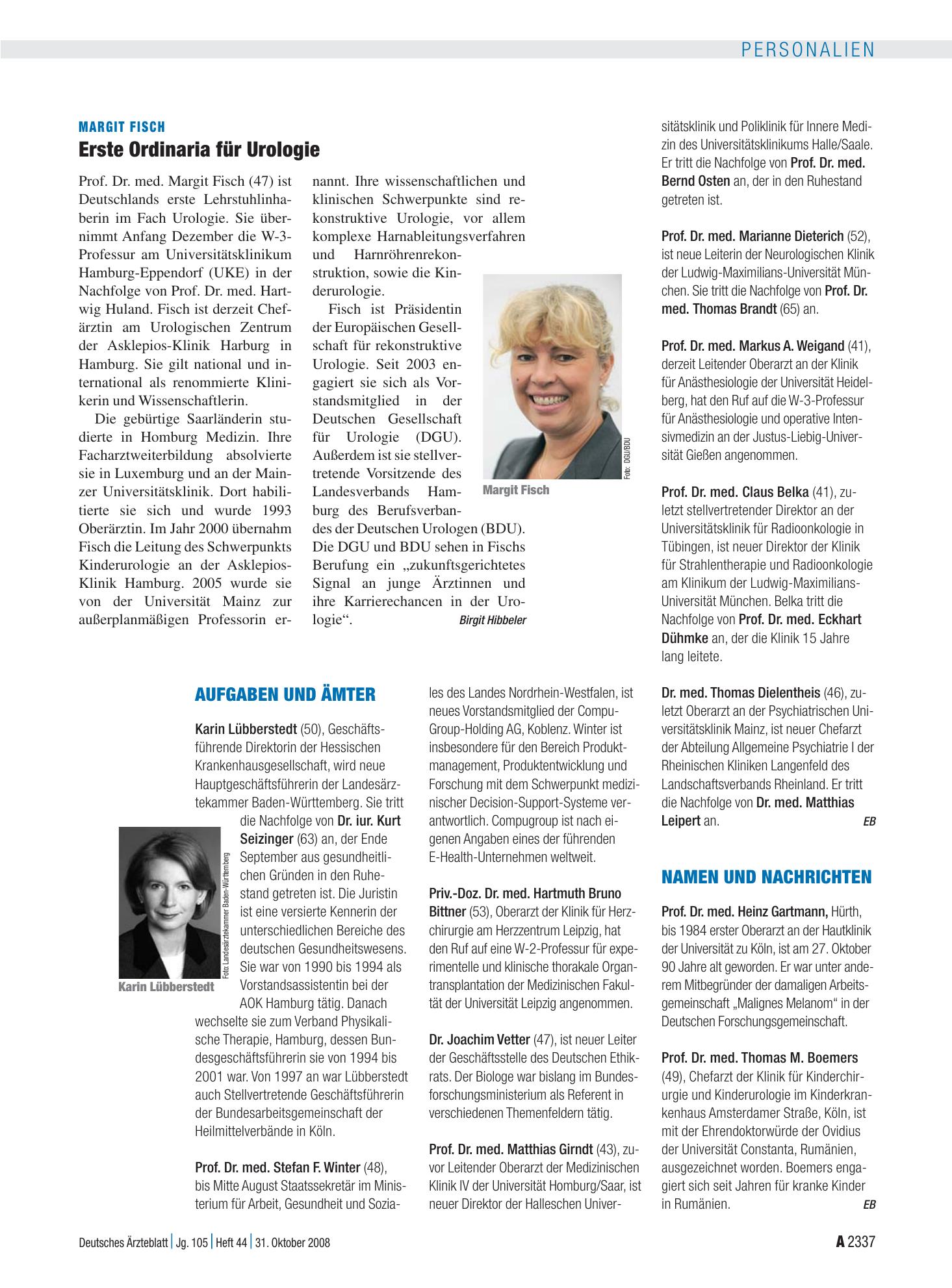 Vorschauseite 1: Aufgaben und Ämter – Deutsches Ärzteblatt