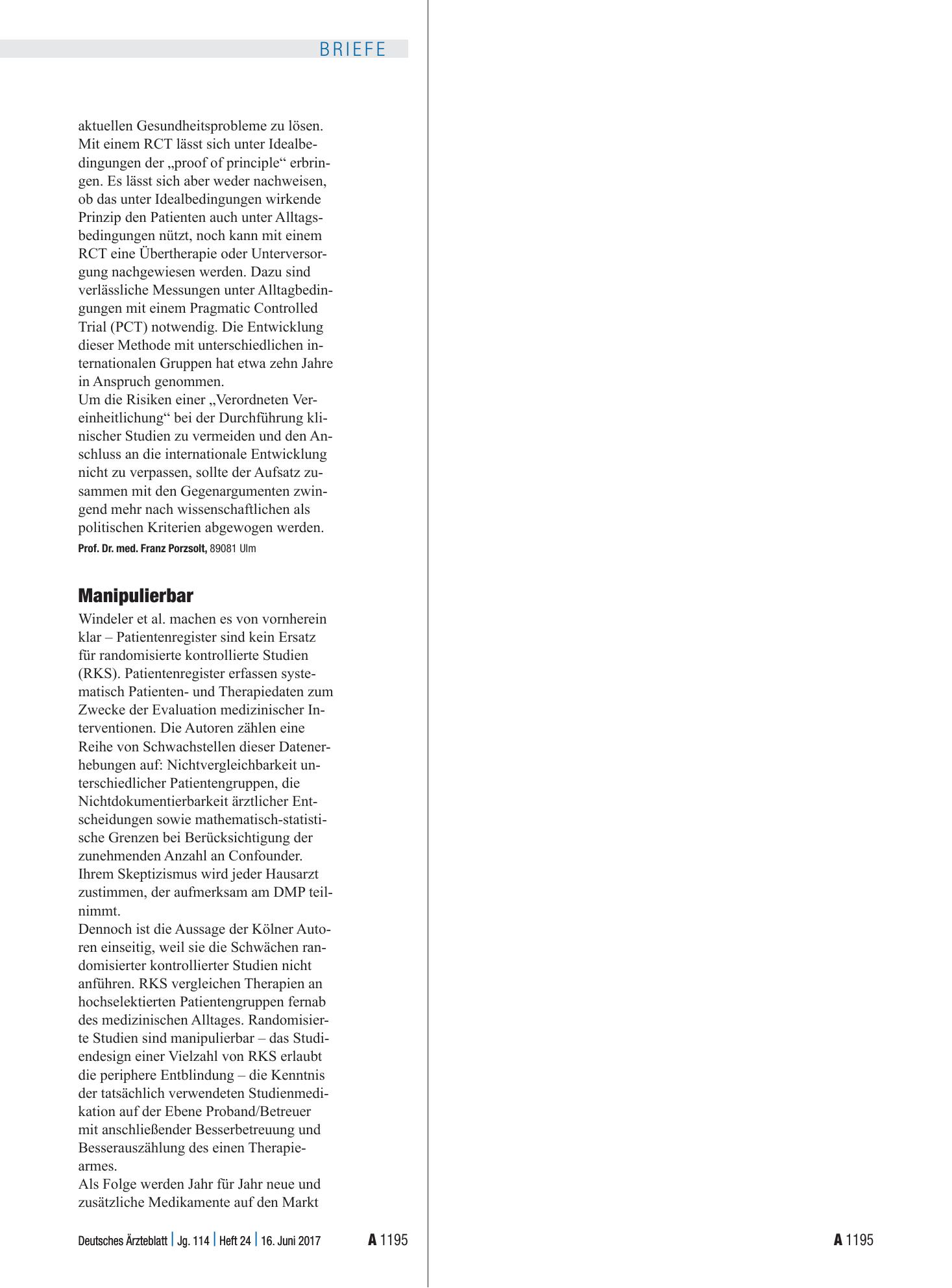 Vorschauseite 1: Patientenregister: Manipulierbar – Deutsches Ärzteblatt