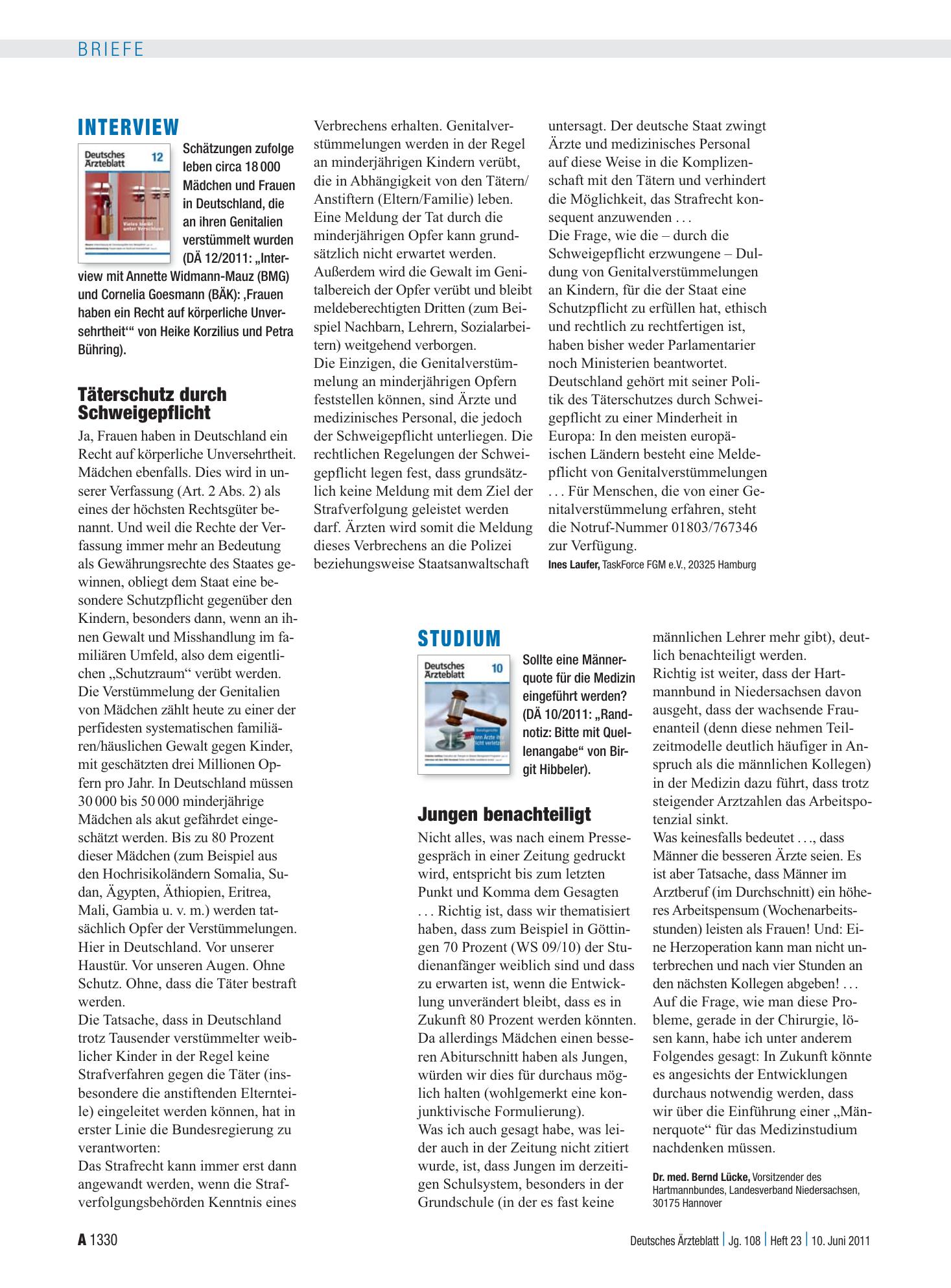 Vorschauseite 1: Studium: Jungen benachteiligt – Deutsches Ärzteblatt
