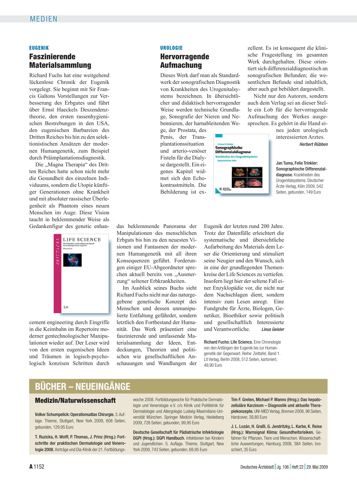 Vorschauseite 1: Bücher – Neueingänge – Deutsches Ärzteblatt