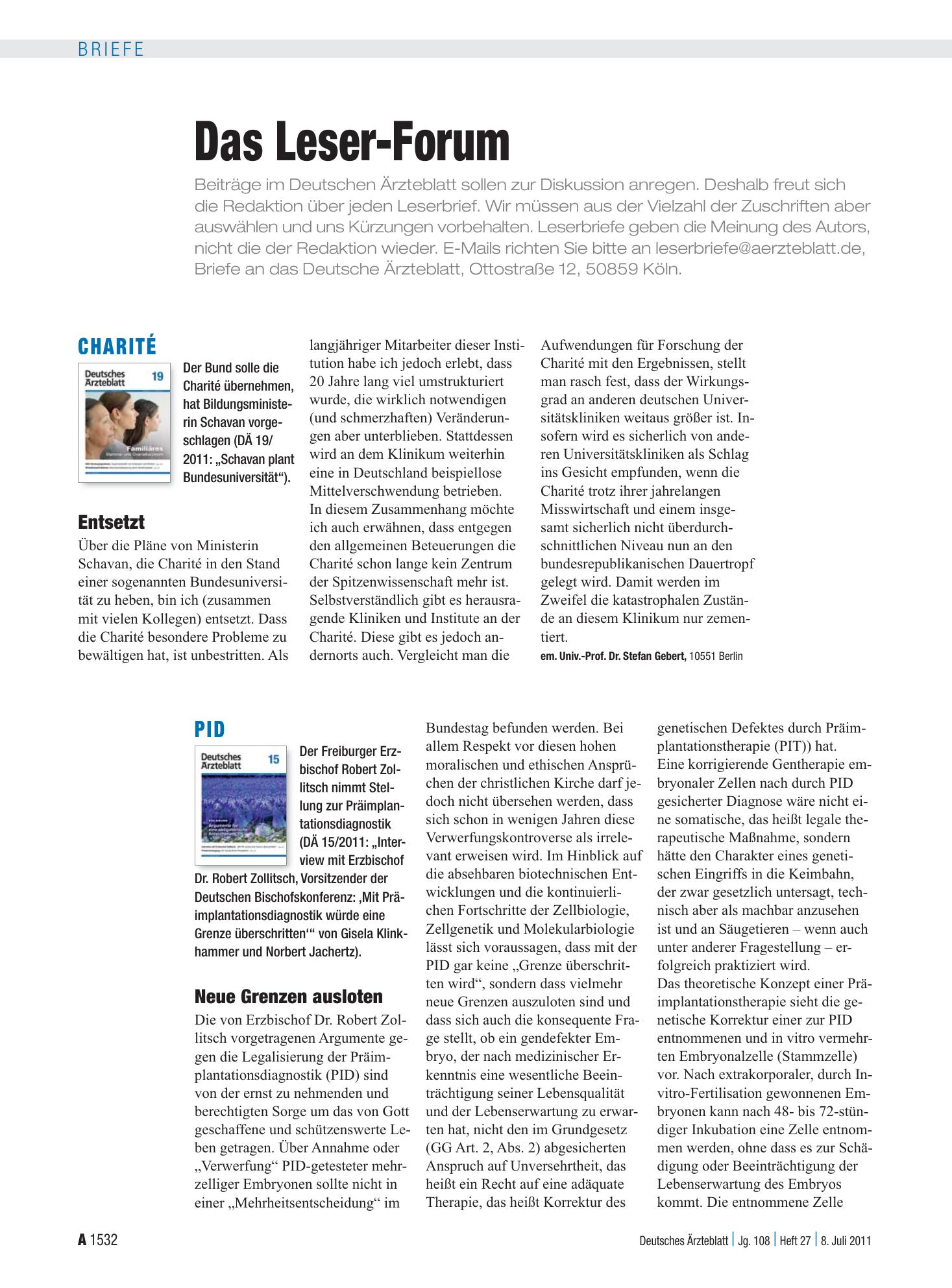 Vorschauseite 1: PID: Neue Grenzen ausloten – Deutsches Ärzteblatt