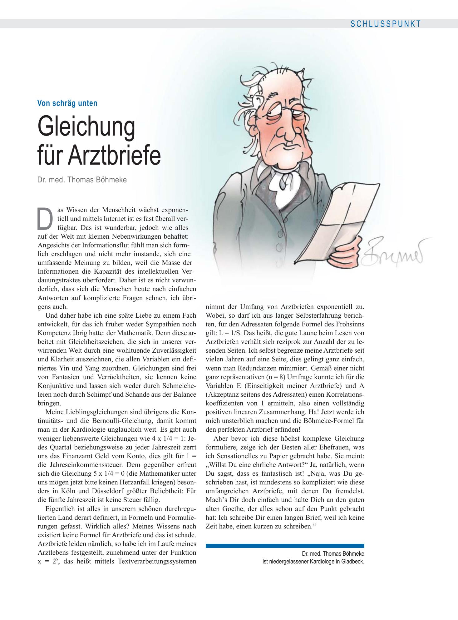 Vorschauseite 1: Von schräg unten: Gleichung für Arztbriefe – Deutsches Ärzteblatt