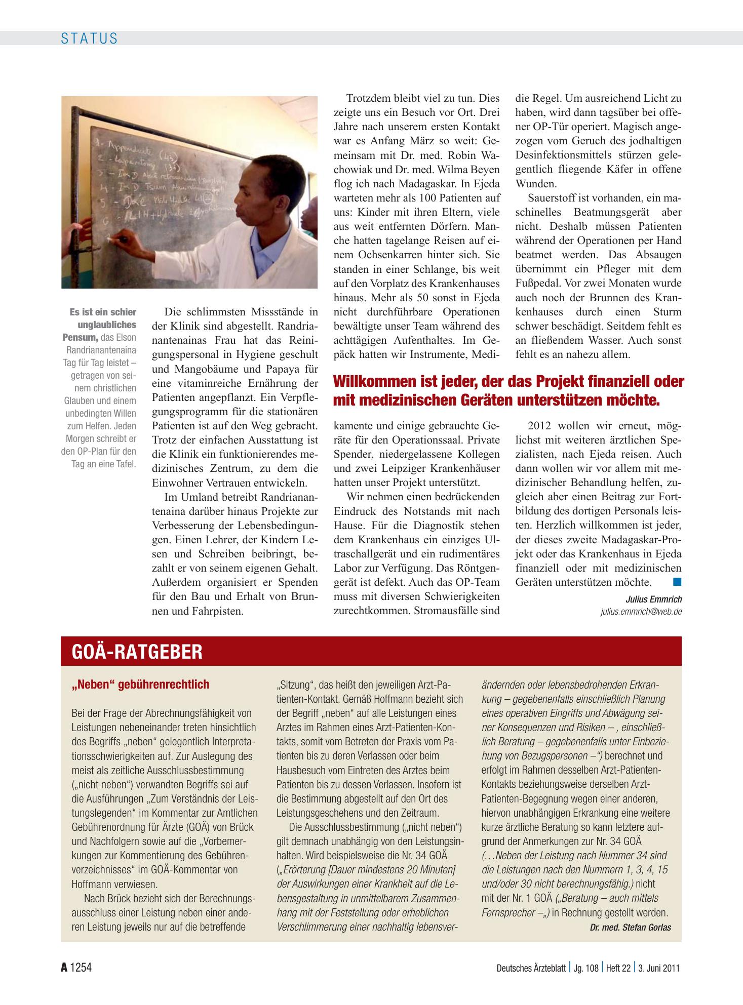 Vorschauseite 1: „Neben“ gebührenrechtlich – Deutsches Ärzteblatt