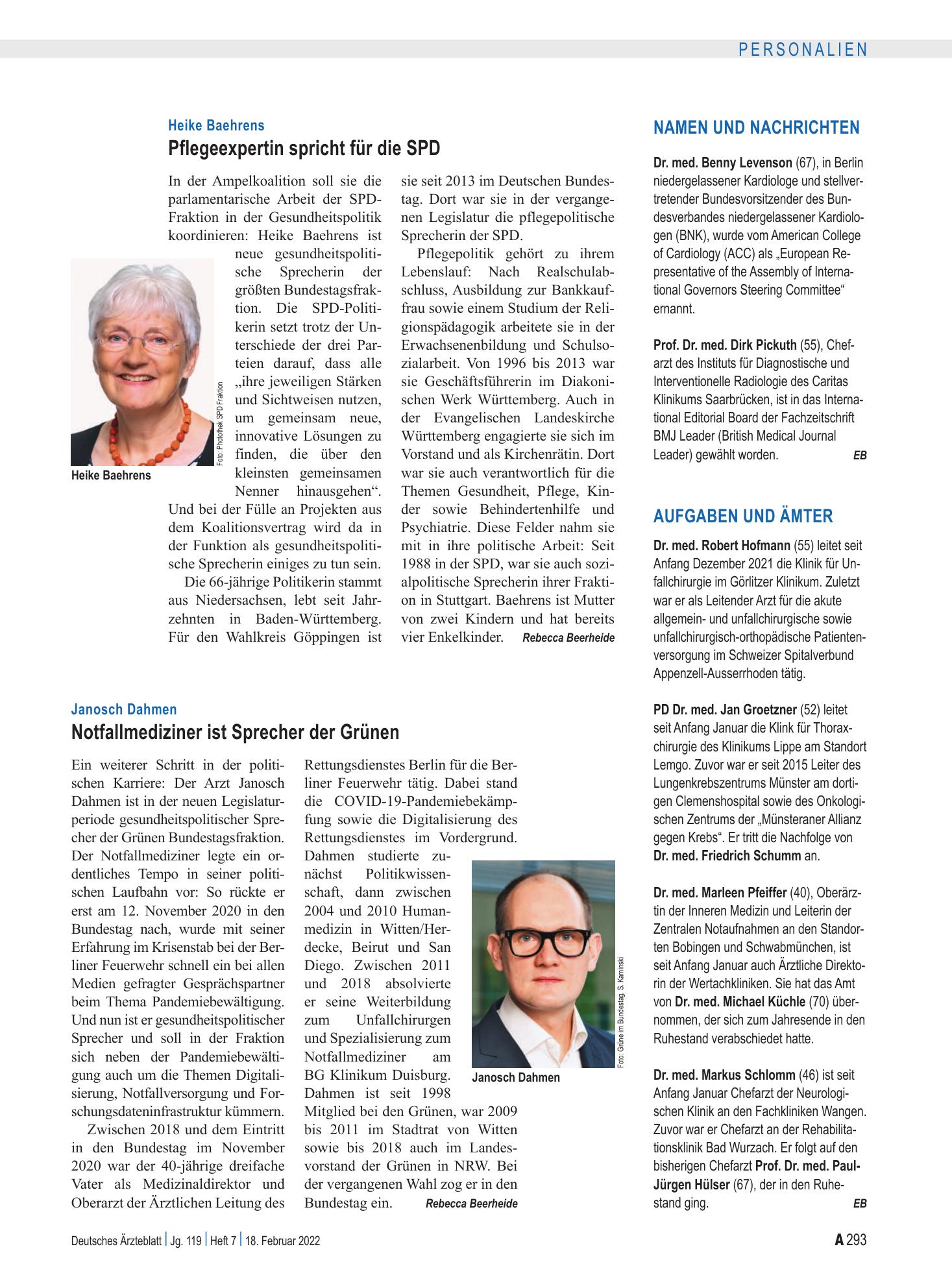 Vorschauseite 1: Aufgaben und Ämter – Deutsches Ärzteblatt