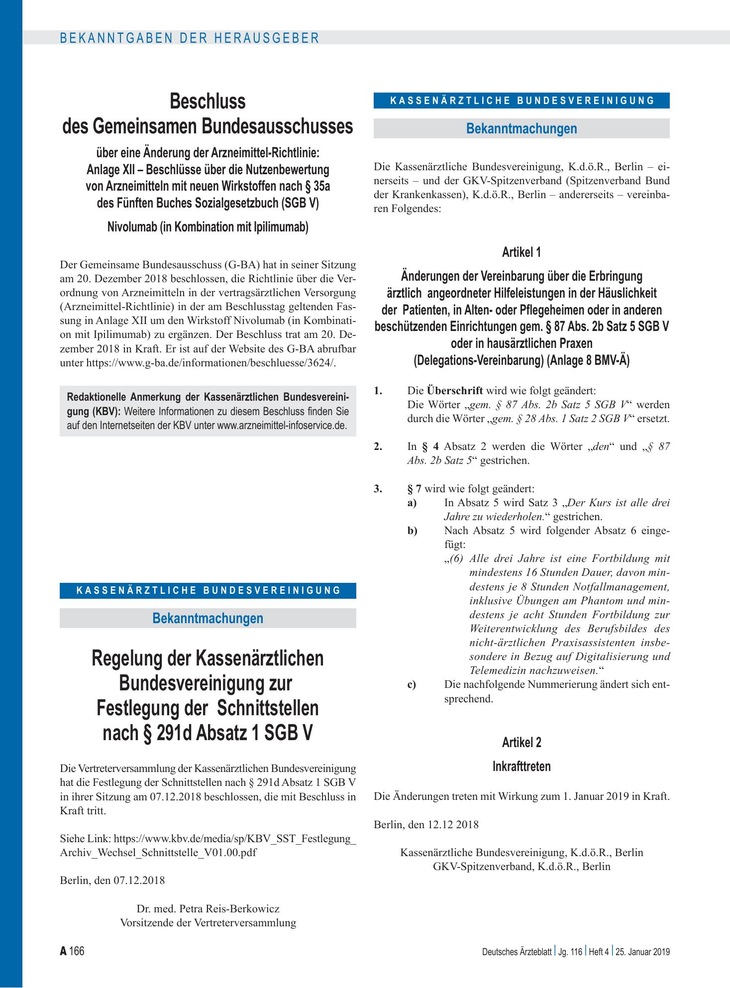 Vorschauseite 1: Beschluss des Gemeinsamen Bundesausschusses über eine Änderung der Arzneimittel-Richtlinie: Anlage XII – Nivolumab (in Kombination mit Ipilimumab) – Deutsches Ärzteblatt