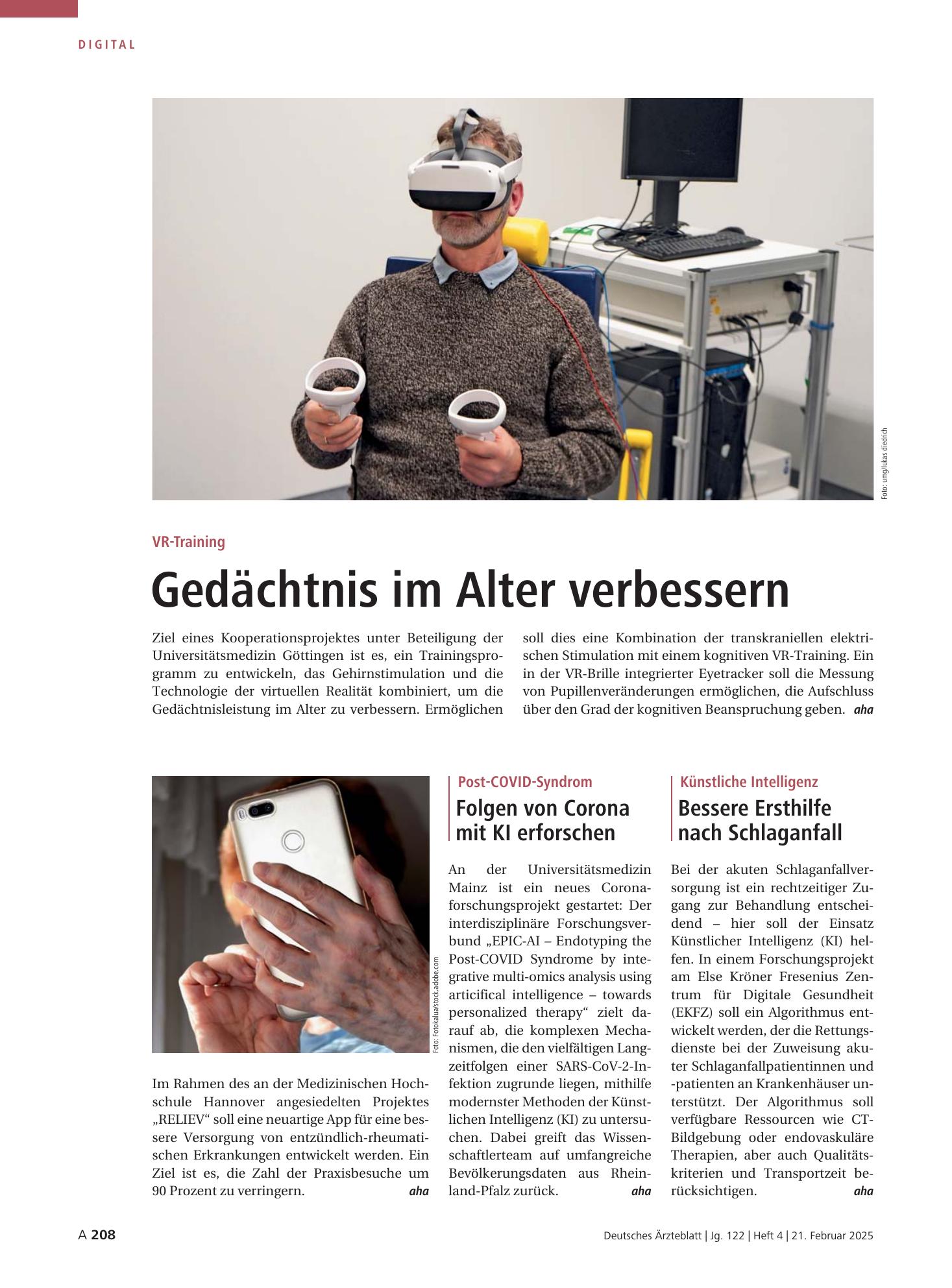 Vorschauseite 1: Künstliche Intelligenz: Bessere Ersthilfe nach Schlaganfall – Deutsches Ärzteblatt