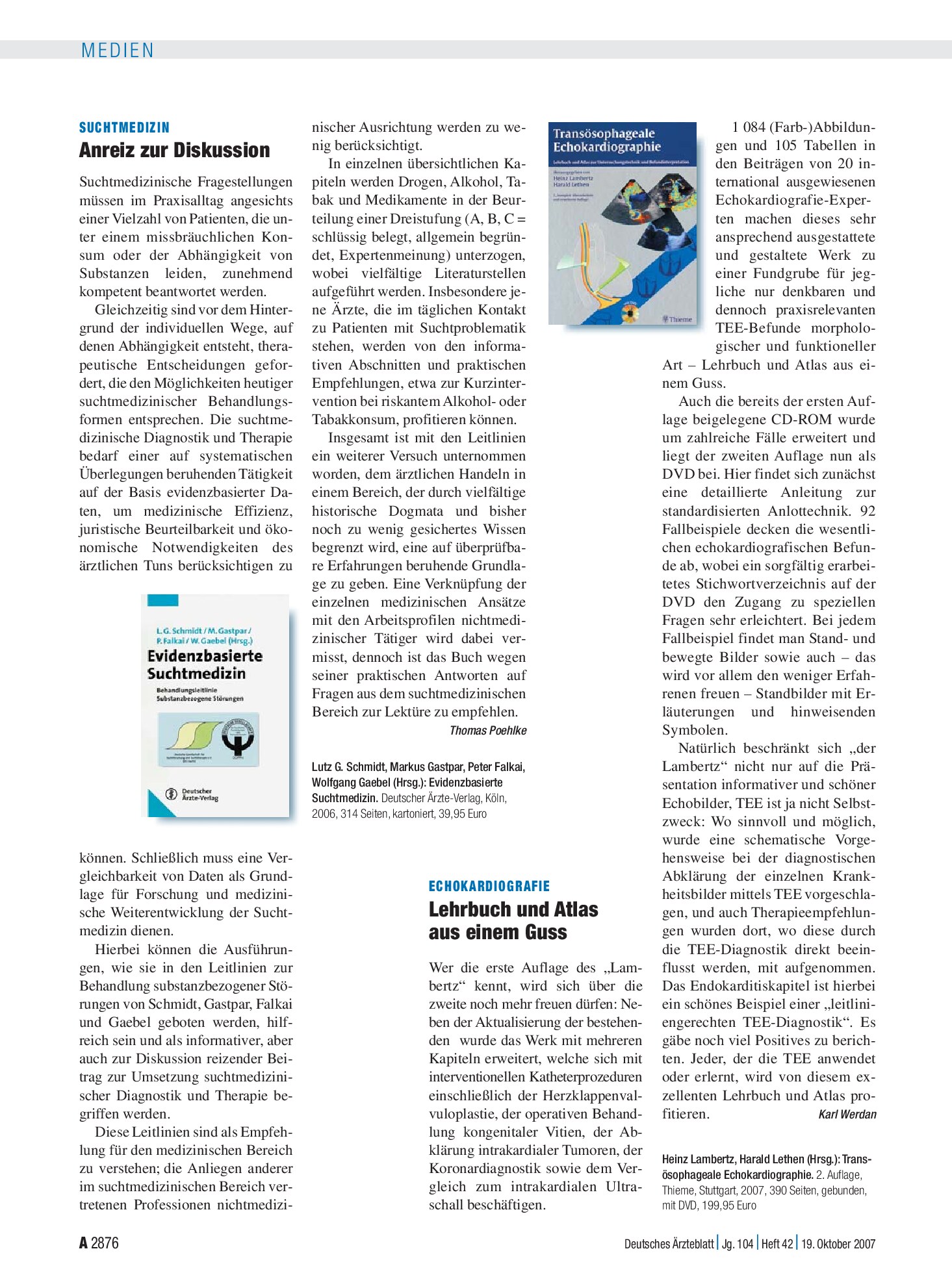 Vorschauseite 1: Evidenzbasierte Suchtmedizin – Deutsches Ärzteblatt