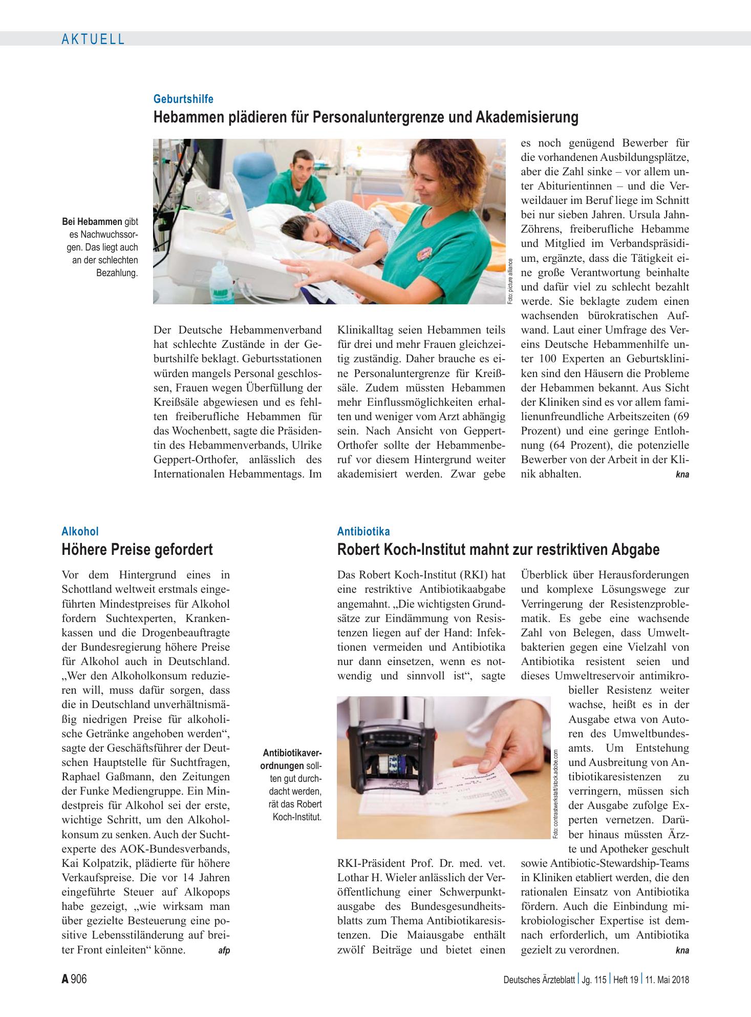 Vorschauseite 1: Alkohol: Höhere Preise gefordert – Deutsches Ärzteblatt