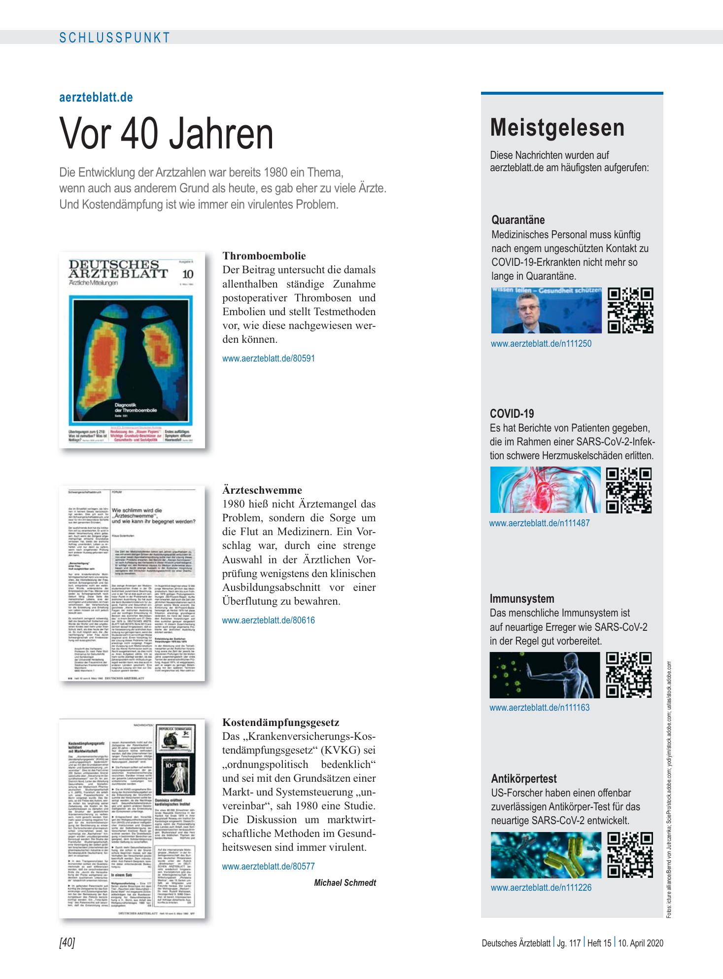 Vorschauseite 1: Meistgelesen – Deutsches Ärzteblatt