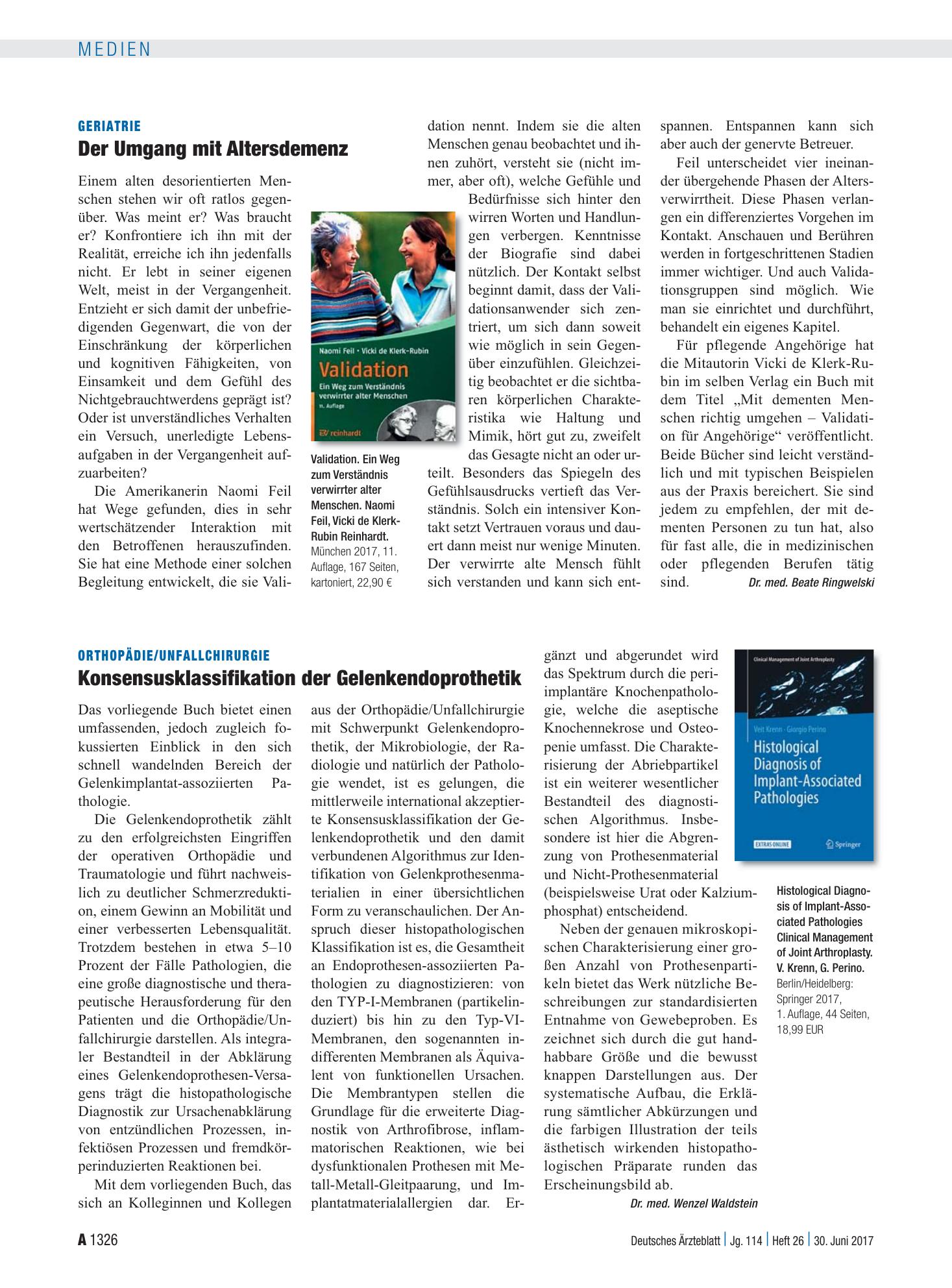 Vorschauseite 1: Geriatrie: Der Umgang mit Altersdemenz – Deutsches Ärzteblatt