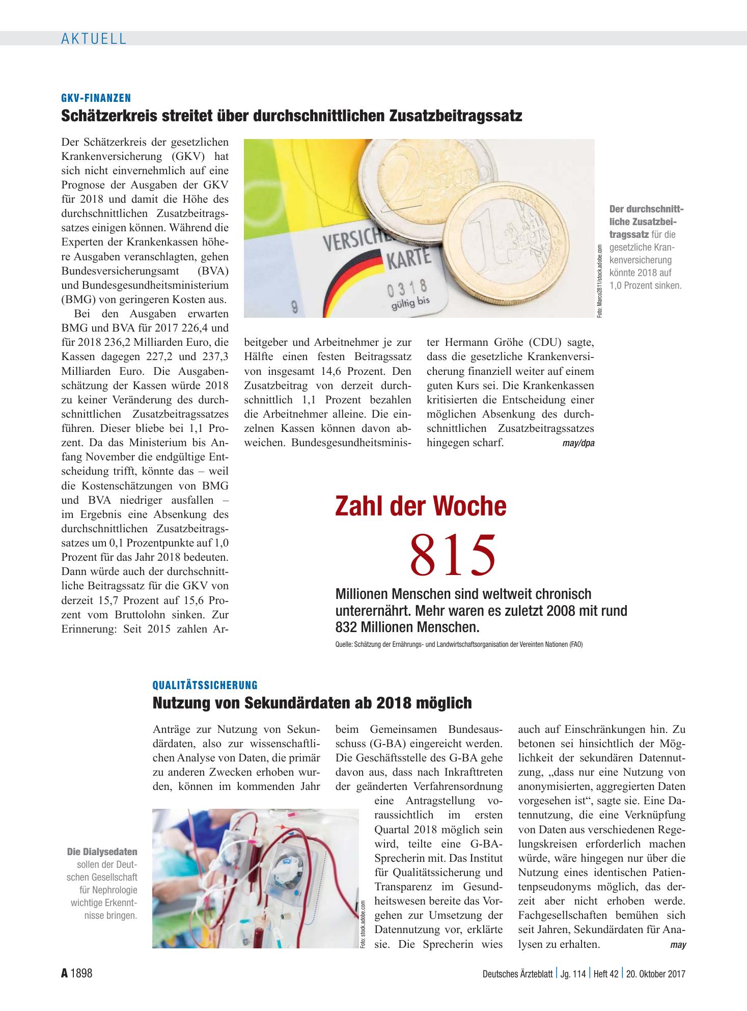 Vorschauseite 1: Zahl der Woche 815 – Deutsches Ärzteblatt