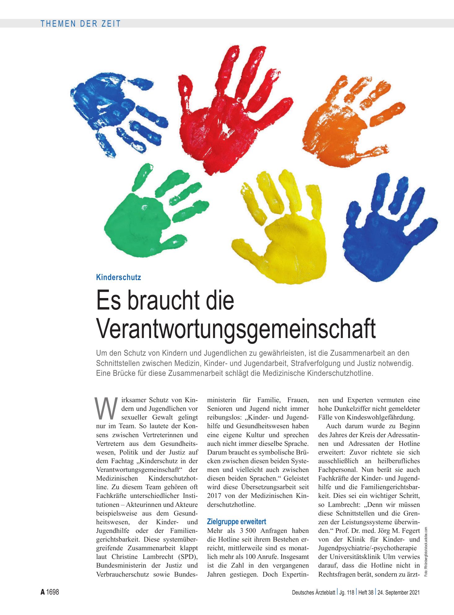 Vorschauseite 1: Kinderschutz: Es braucht die Verantwortungsgemeinschaft – Deutsches Ärzteblatt