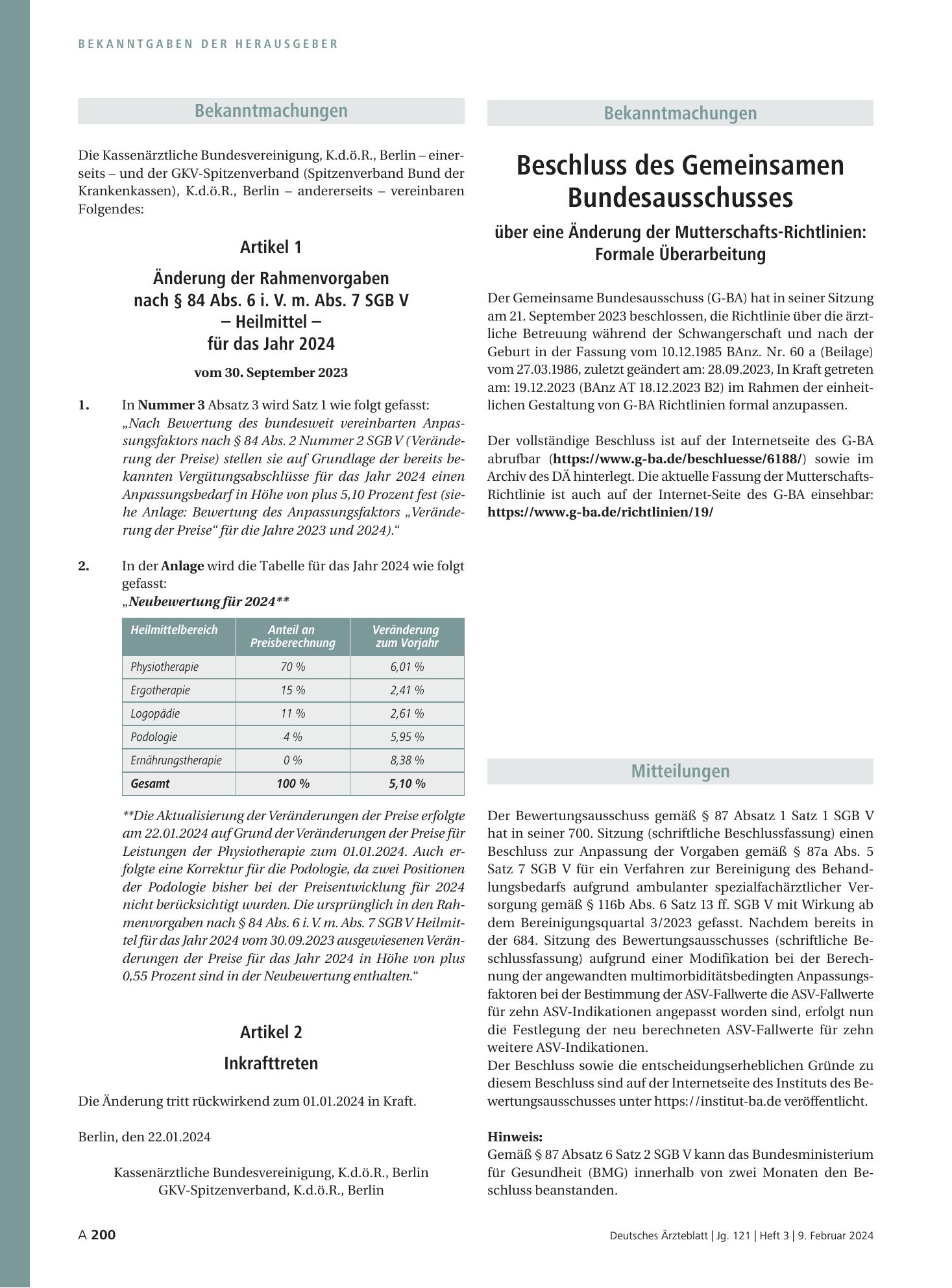 Vorschauseite 1: Mitteilungen – Deutsches Ärzteblatt