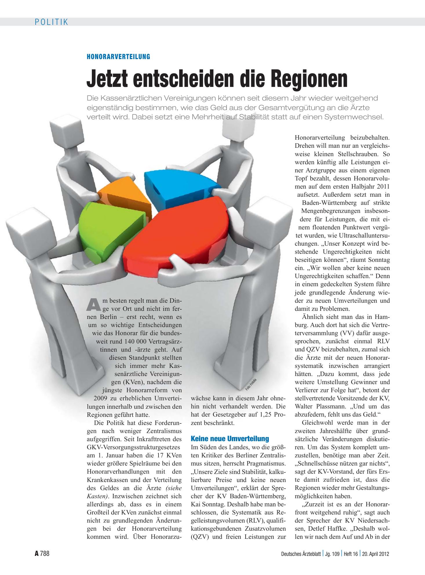 Vorschauseite 1: Honorarverteilung: Jetzt entscheiden die Regionen – Deutsches Ärzteblatt
