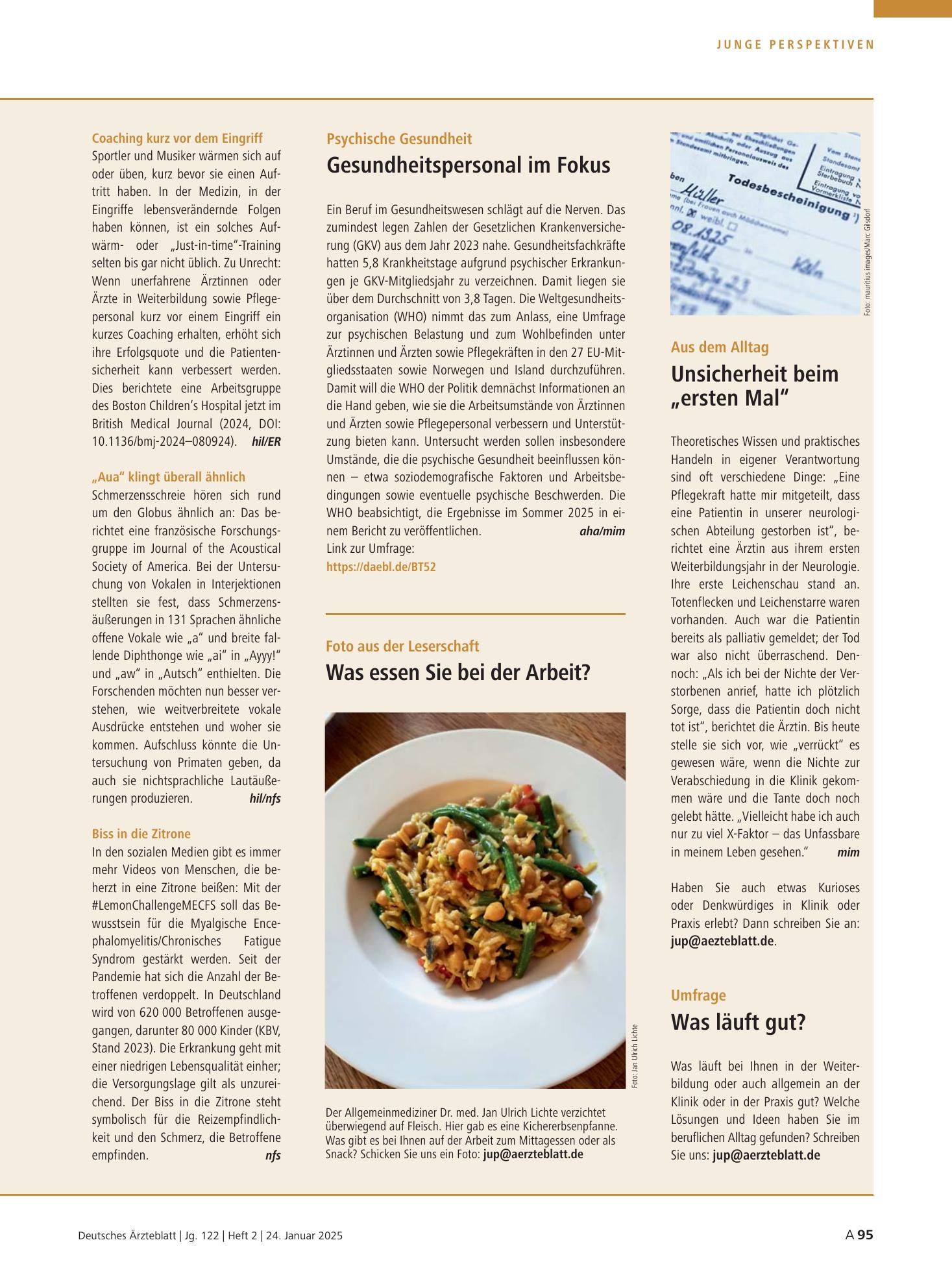Vorschauseite 1: Umfrage: Was läuft gut? – Deutsches Ärzteblatt