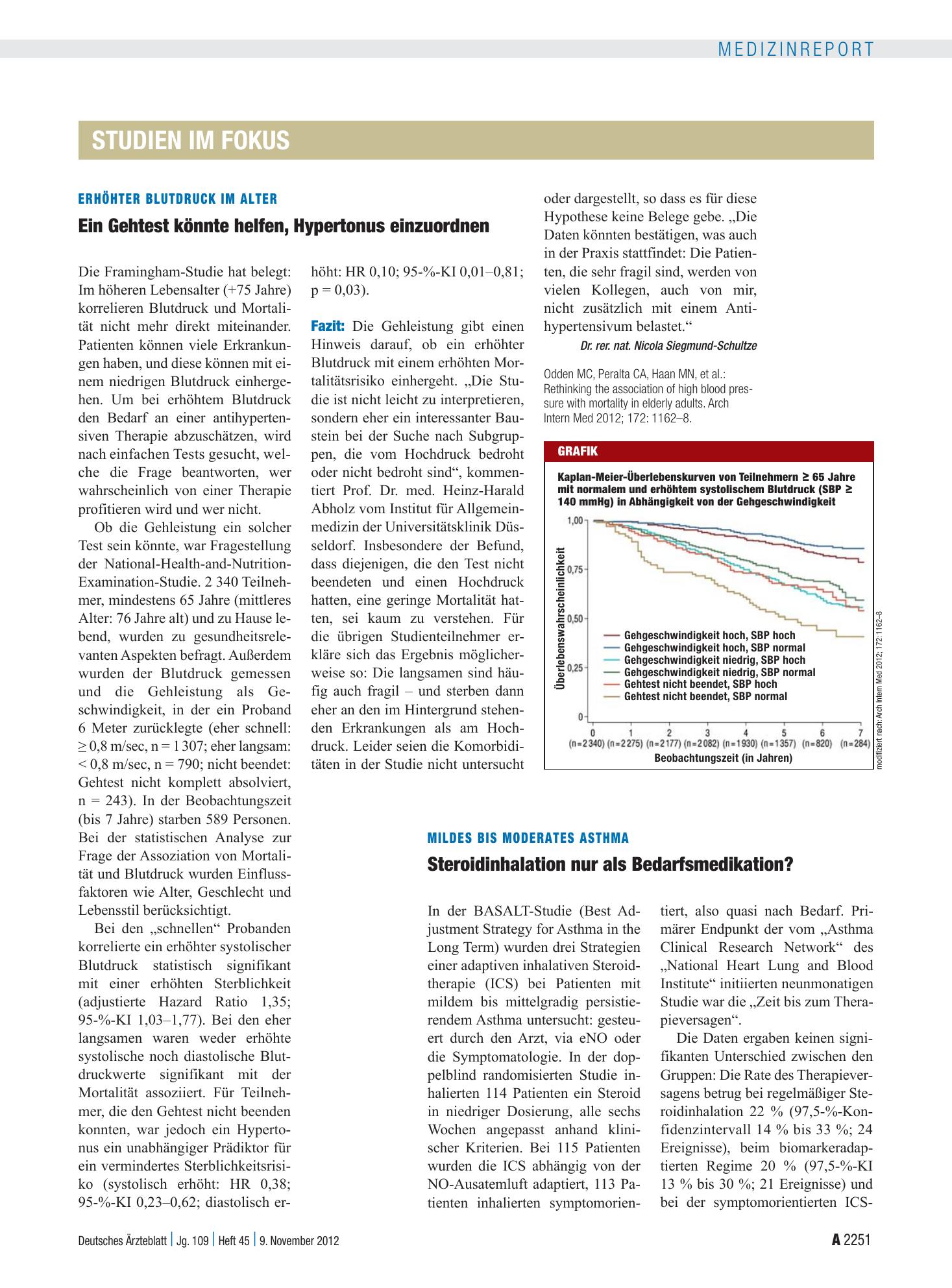 Vorschauseite 1: Erhöhter Blutdruck im Alter: Ein Gehtest könnte helfen, Hypertonus einzuordnen – Deutsches Ärzteblatt