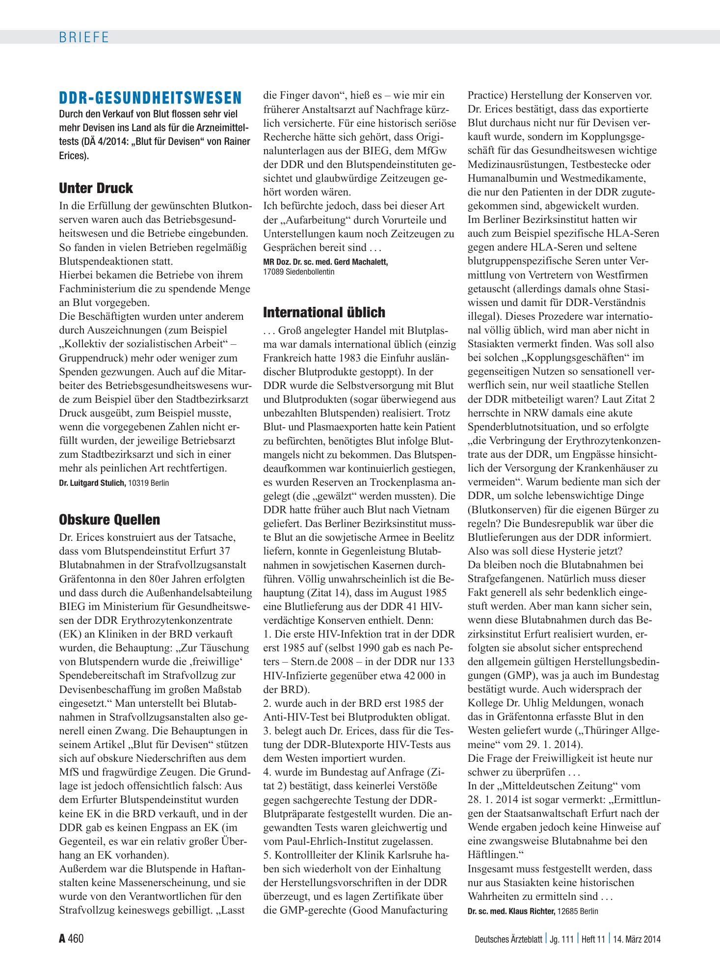 Vorschauseite 1: DDR-Gesundheitswesen: International üblich – Deutsches Ärzteblatt