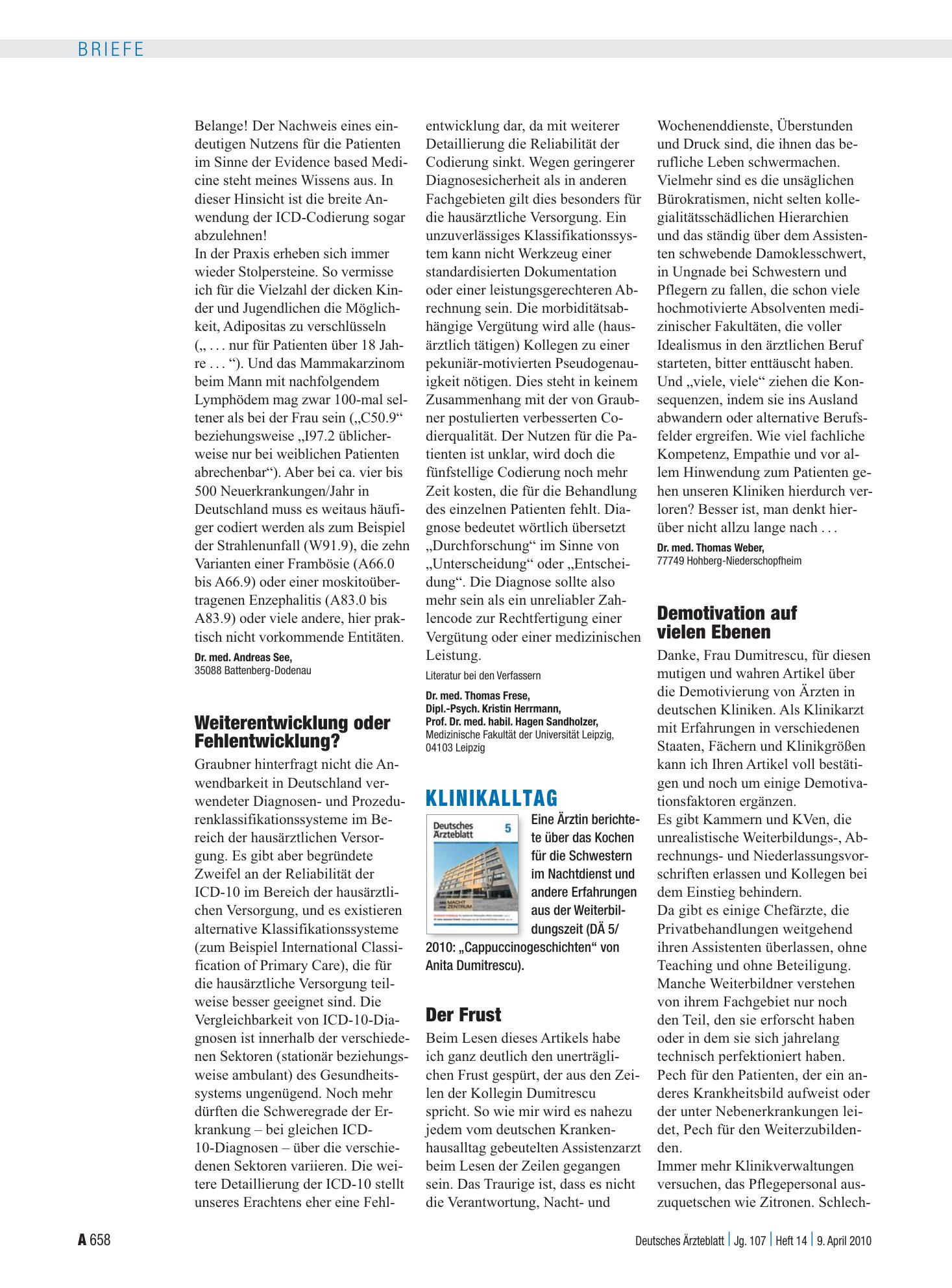 Vorschauseite 1: Klassifikation: Weiterentwicklung oder Fehlentwicklung? – Deutsches Ärzteblatt