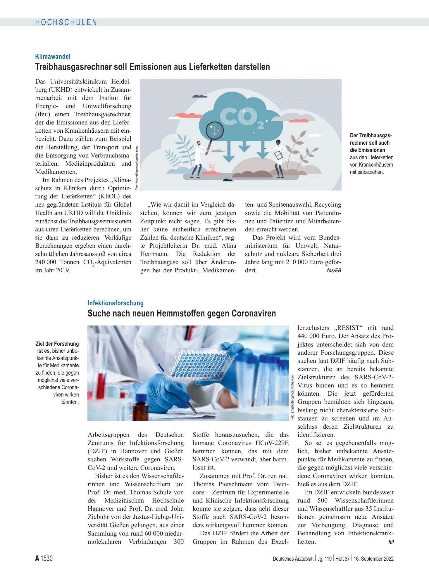 Vorschauseite 1: Infektionsforschung: Suche nach neuen Hemmstoffen gegen Coronaviren – Deutsches Ärzteblatt
